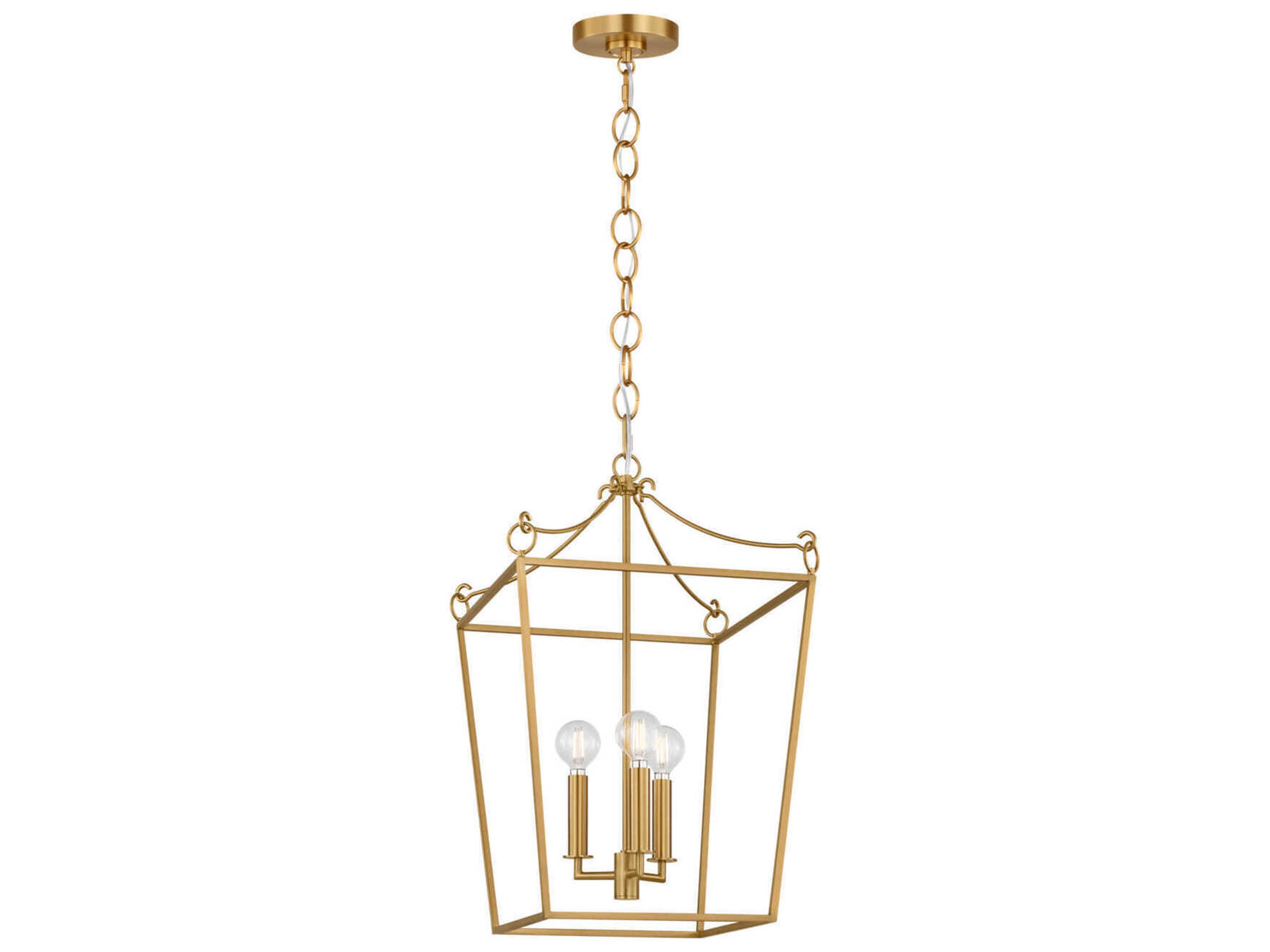 Carlyle 3-Light Burnished Brass Lantern Pendant