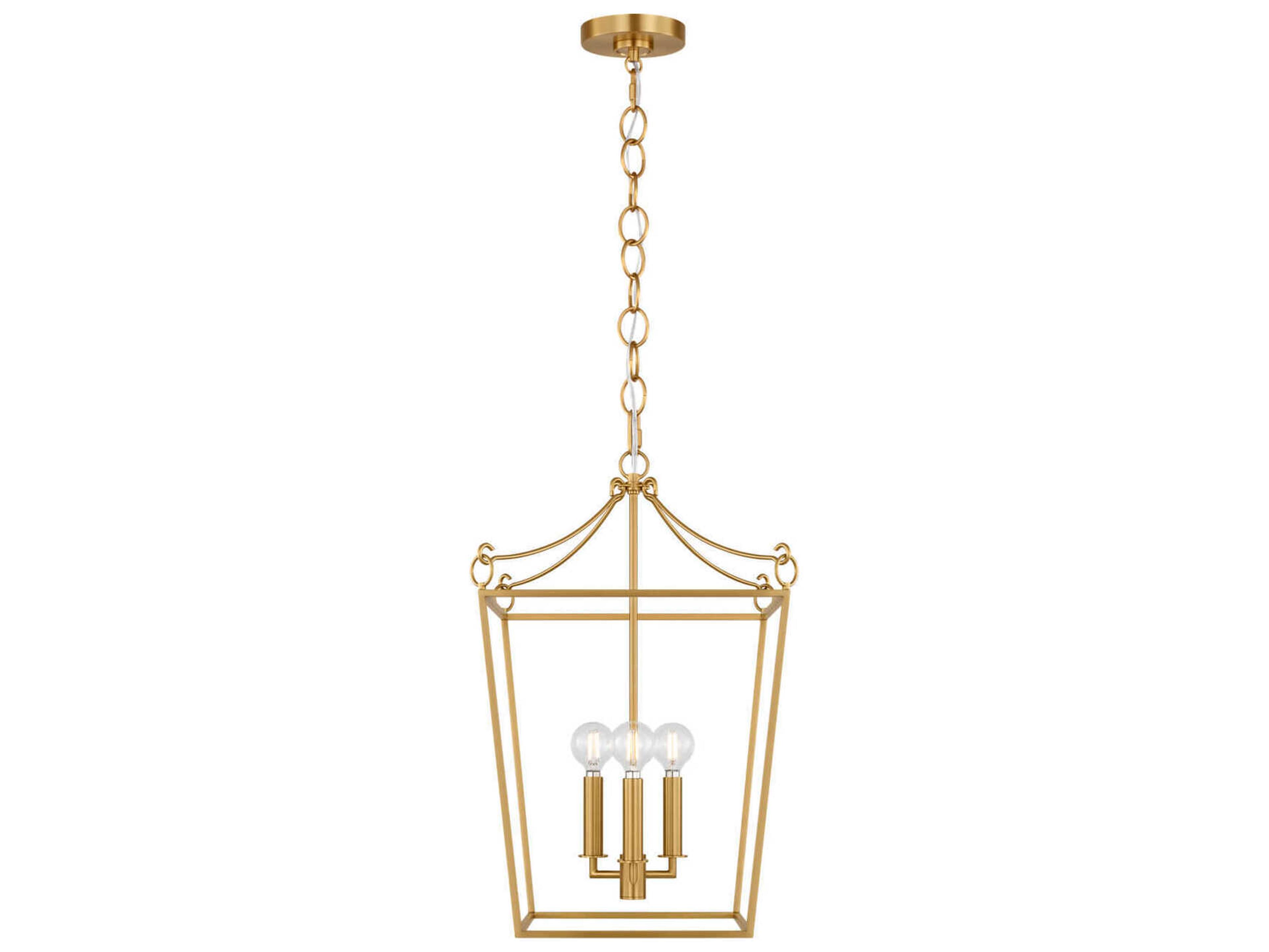 Visual Comfort Studio Carlyle 3-Light Burnished Brass Lantern Pendant