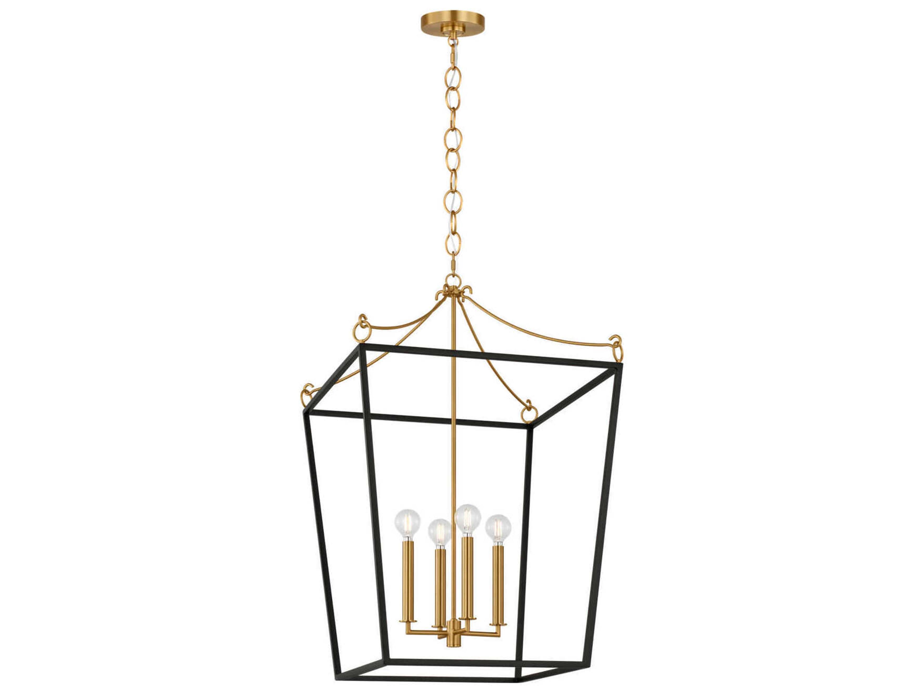Carlyle 4-Light Midnight Black Burnished Brass Lantern Pendant
