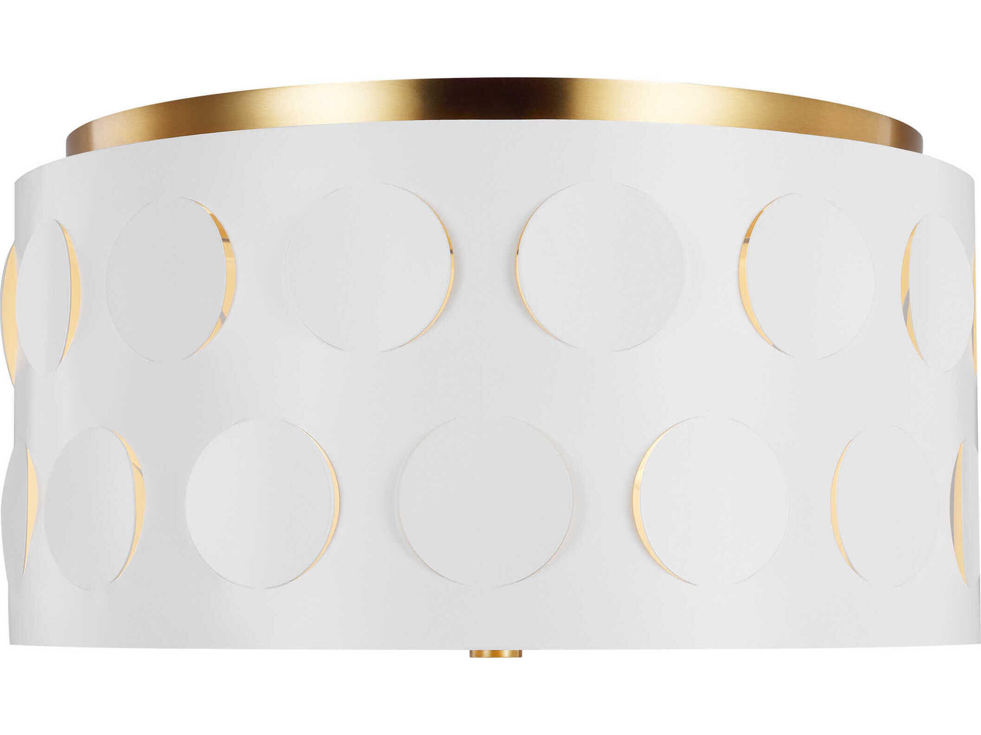 Visual Comfort Studio Dottie 3-Light Burnished Brass White Drum Flush Mount