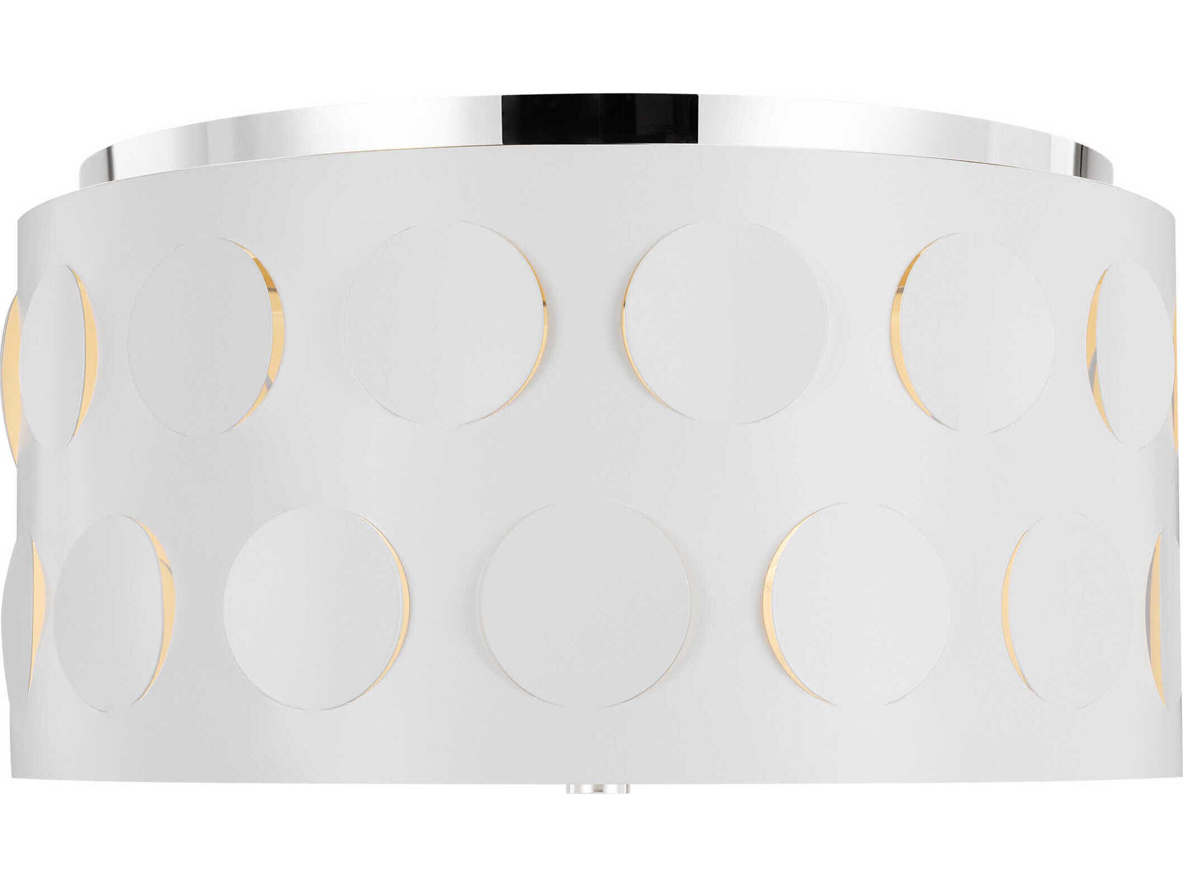 Visual Comfort Studio Dottie 3-Light Polished Nickel White Drum Flush Mount