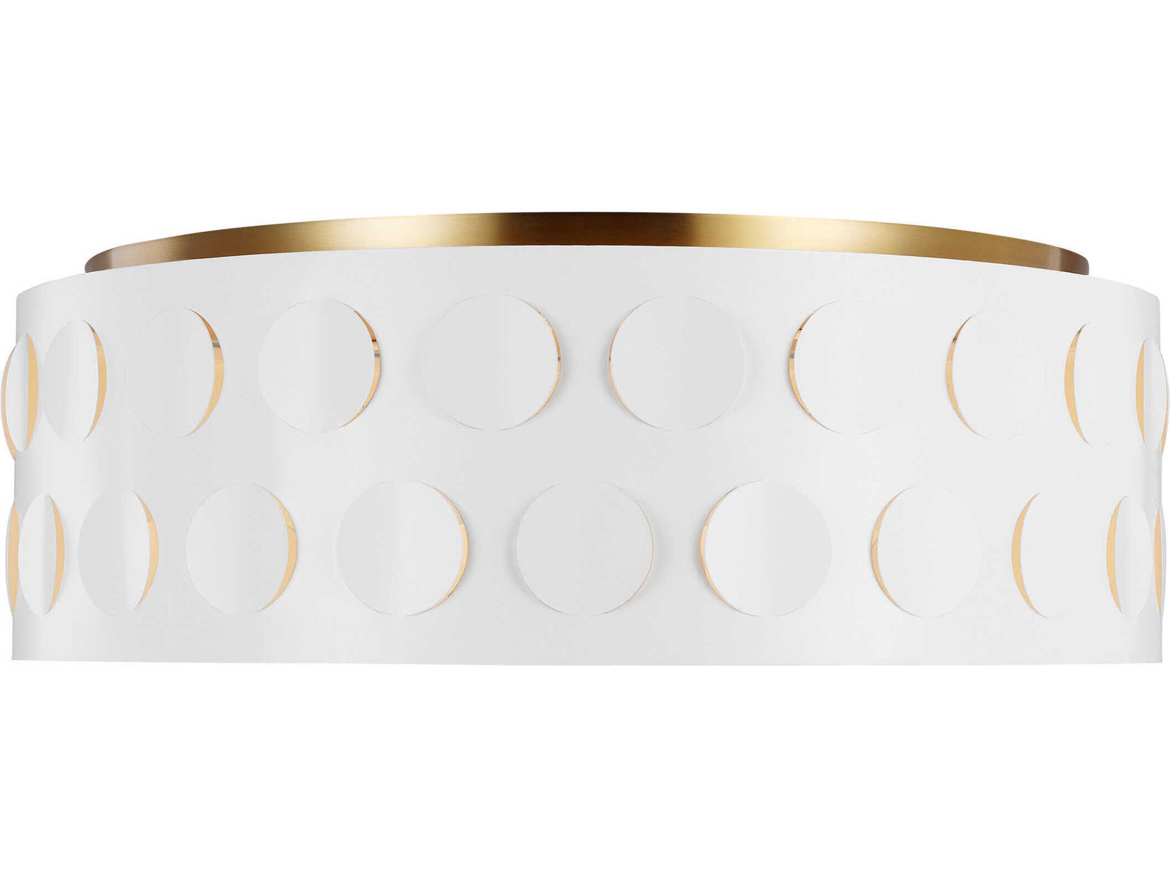 Visual Comfort Studio Dottie 4-Light Burnished Brass White Drum Flush Mount