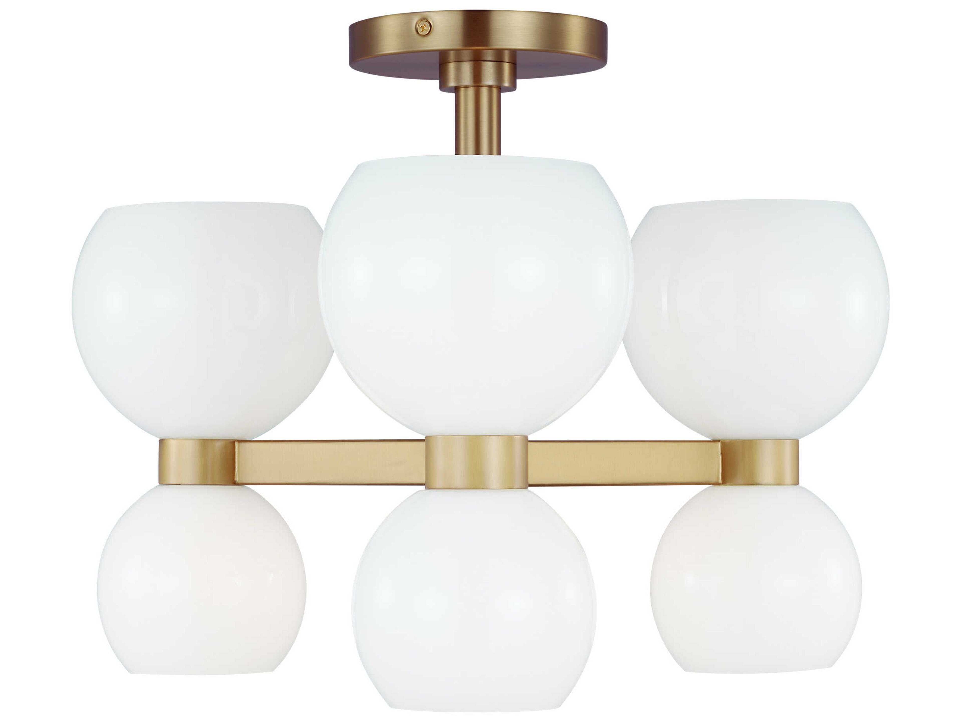 Semi Flush Mount Londyn Burnished Brass Milk White Glass
