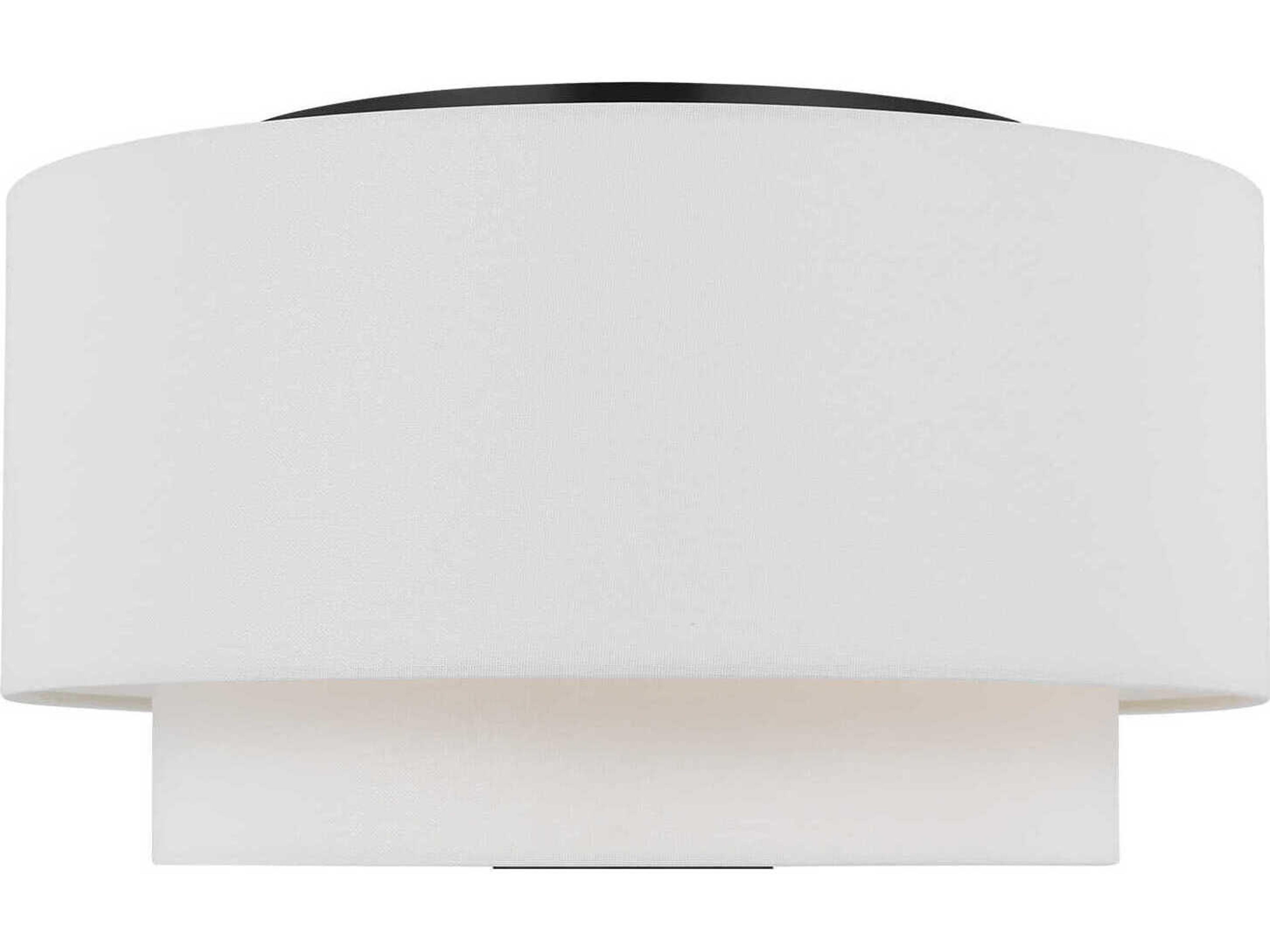 Sawyer Flush Mount Ceiling Light Midnight Black White Linen