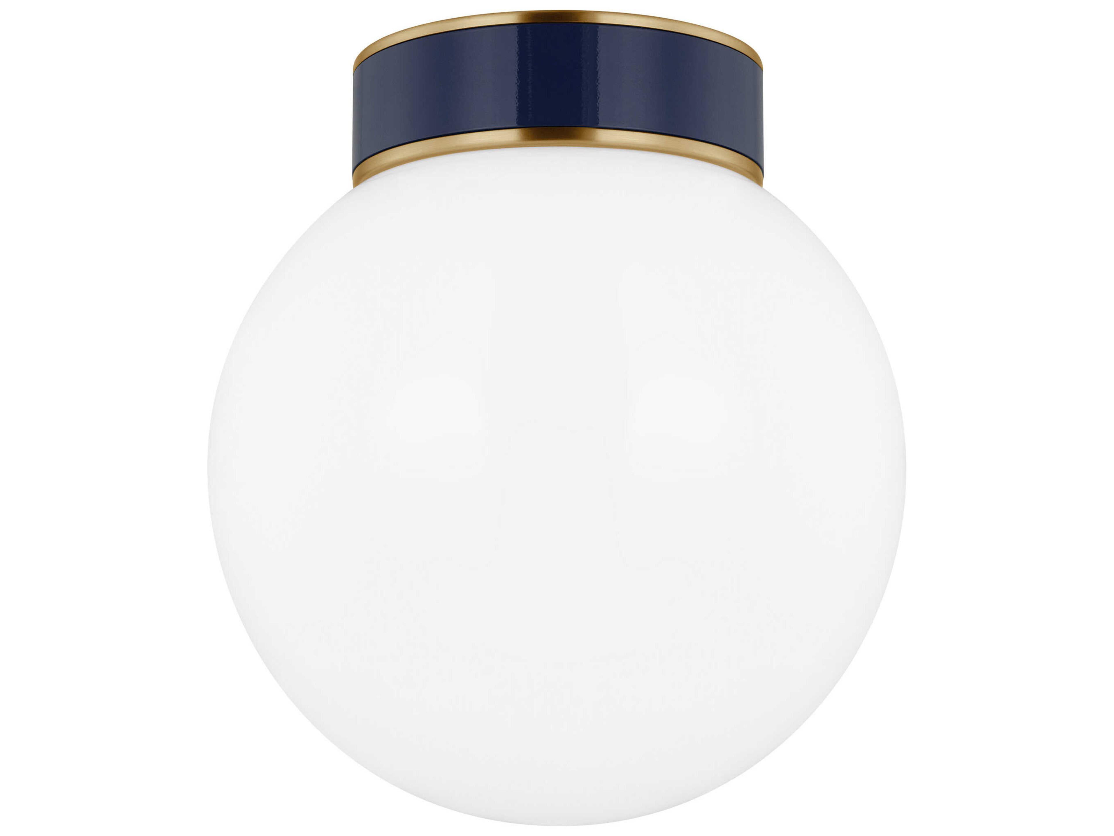 Visual Comfort Studio Monroe 1-Light Burnished Brass Navy Blue Globe Flush Mount
