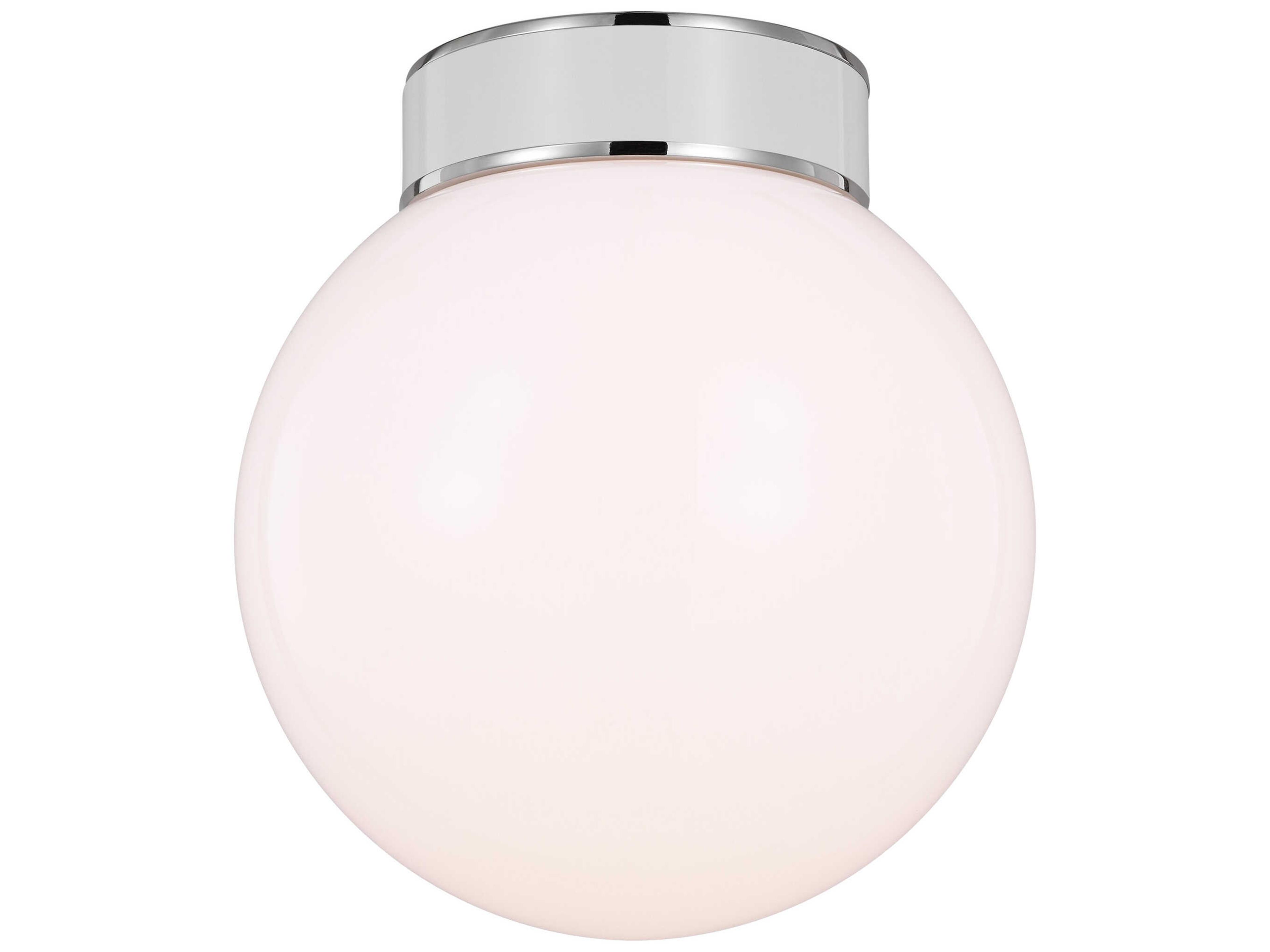 Visual Comfort Studio Monroe 1-Light Polished Nickel Gloss White Globe Flush Mount