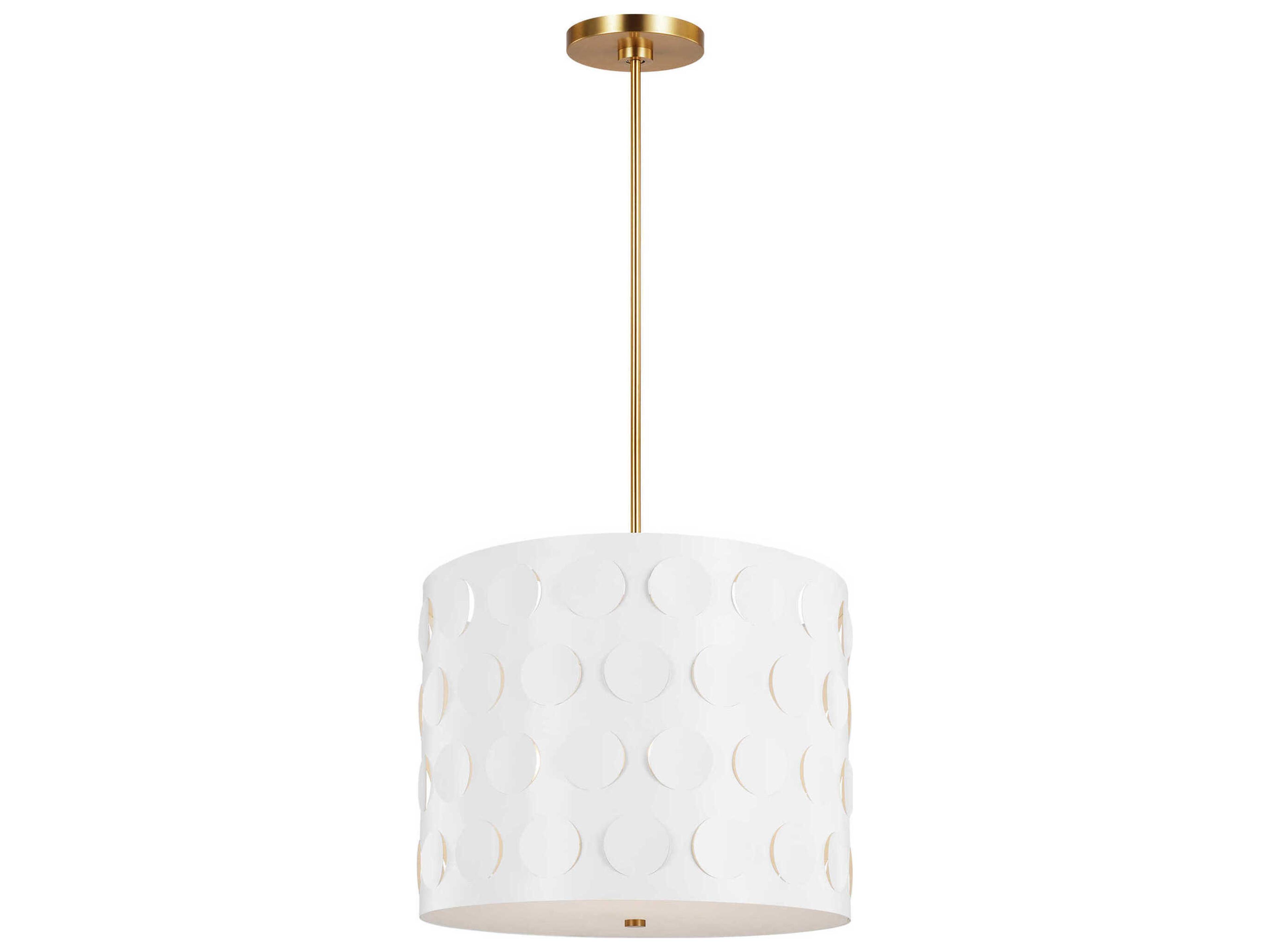 Dottie 3-Light Burnished Brass White Drum Pendant