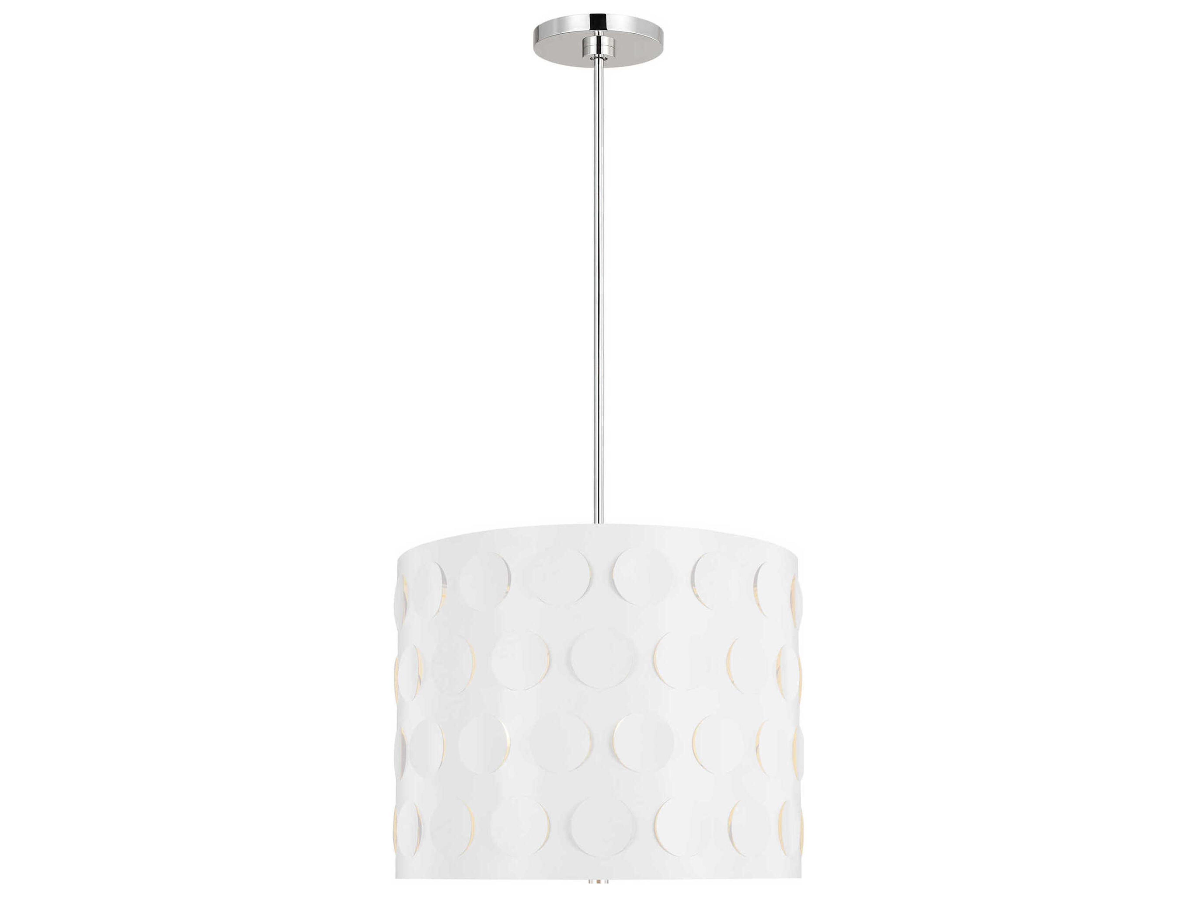 Visual Comfort Studio Dottie 3-Light Polished Nickel White Drum Pendant