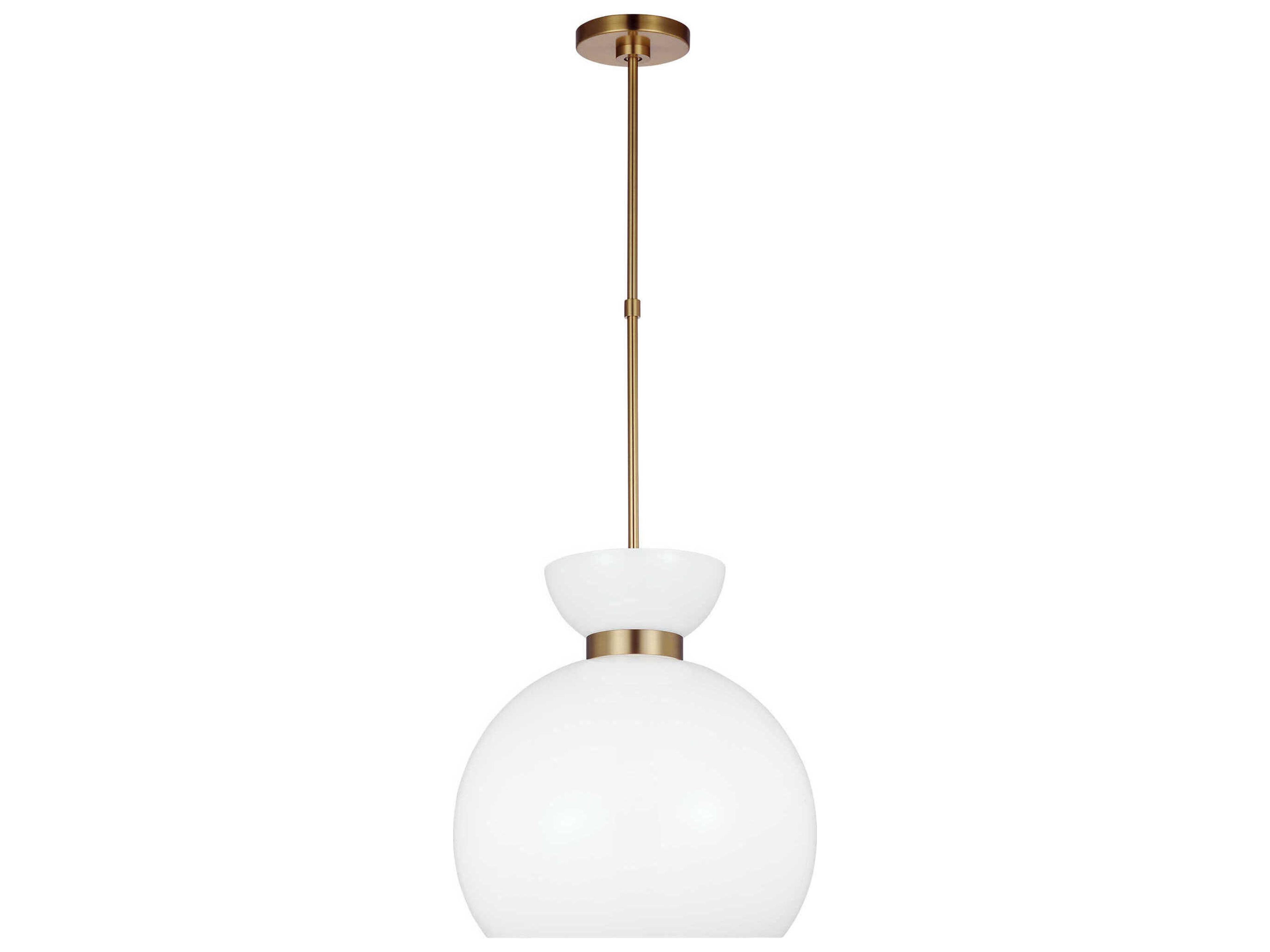 Londyn Round Pendant Light Burnished Brass Milk White Glass