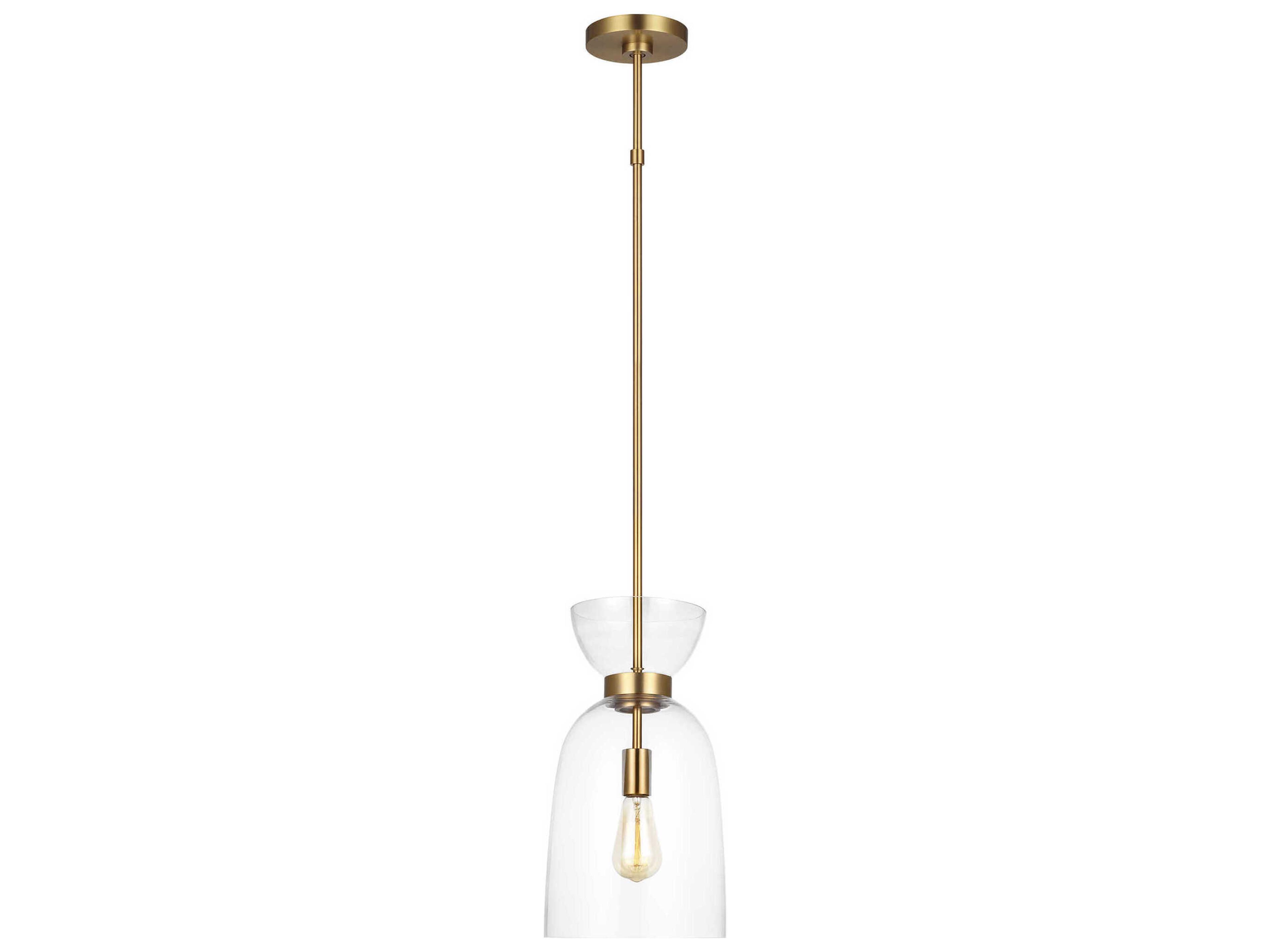 Londyn Burnished Brass 1-Light Tall Pendant Clear Glass