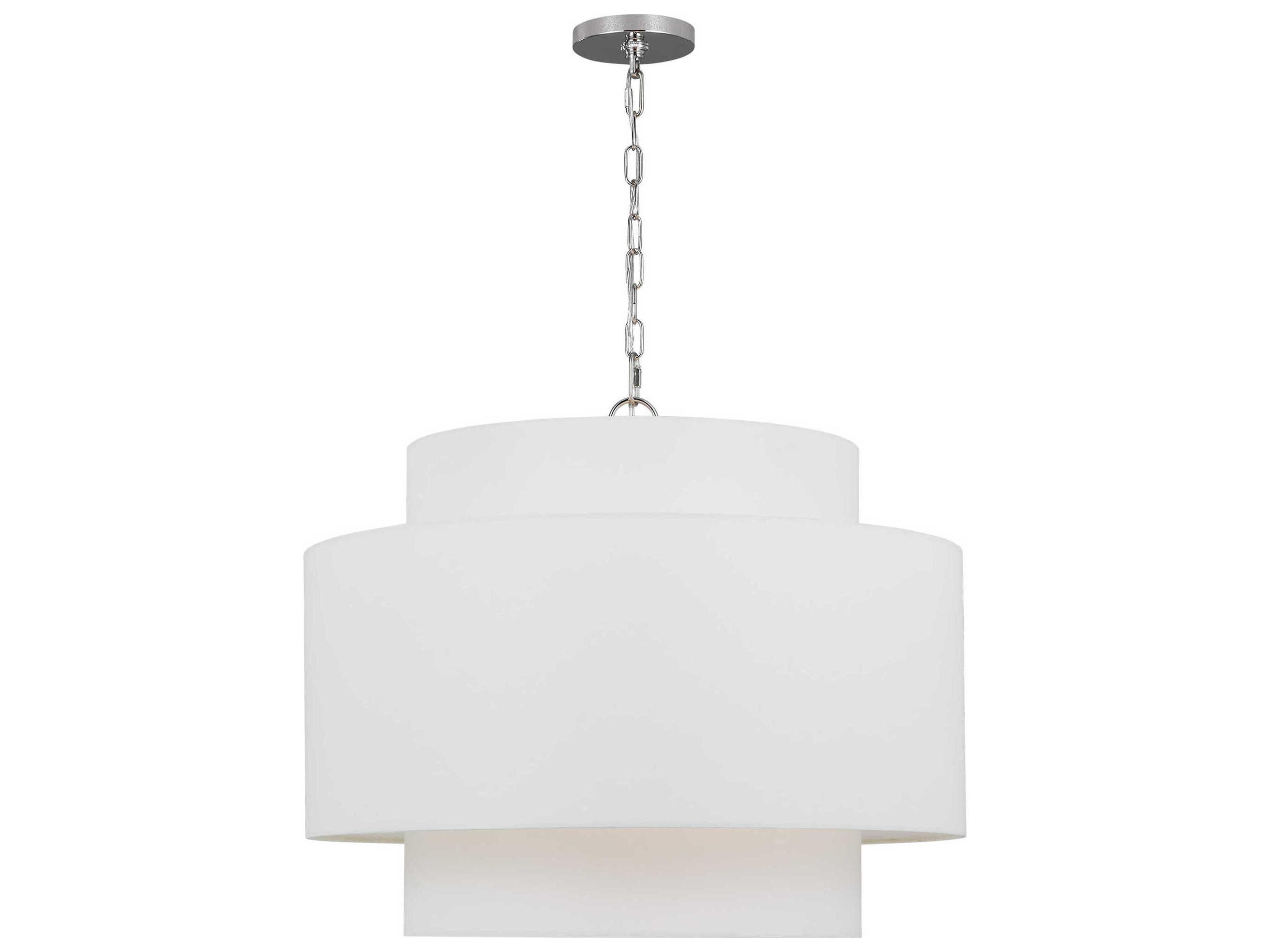 3-Light Pendant Sawyer Polished Nickel Drum Shade