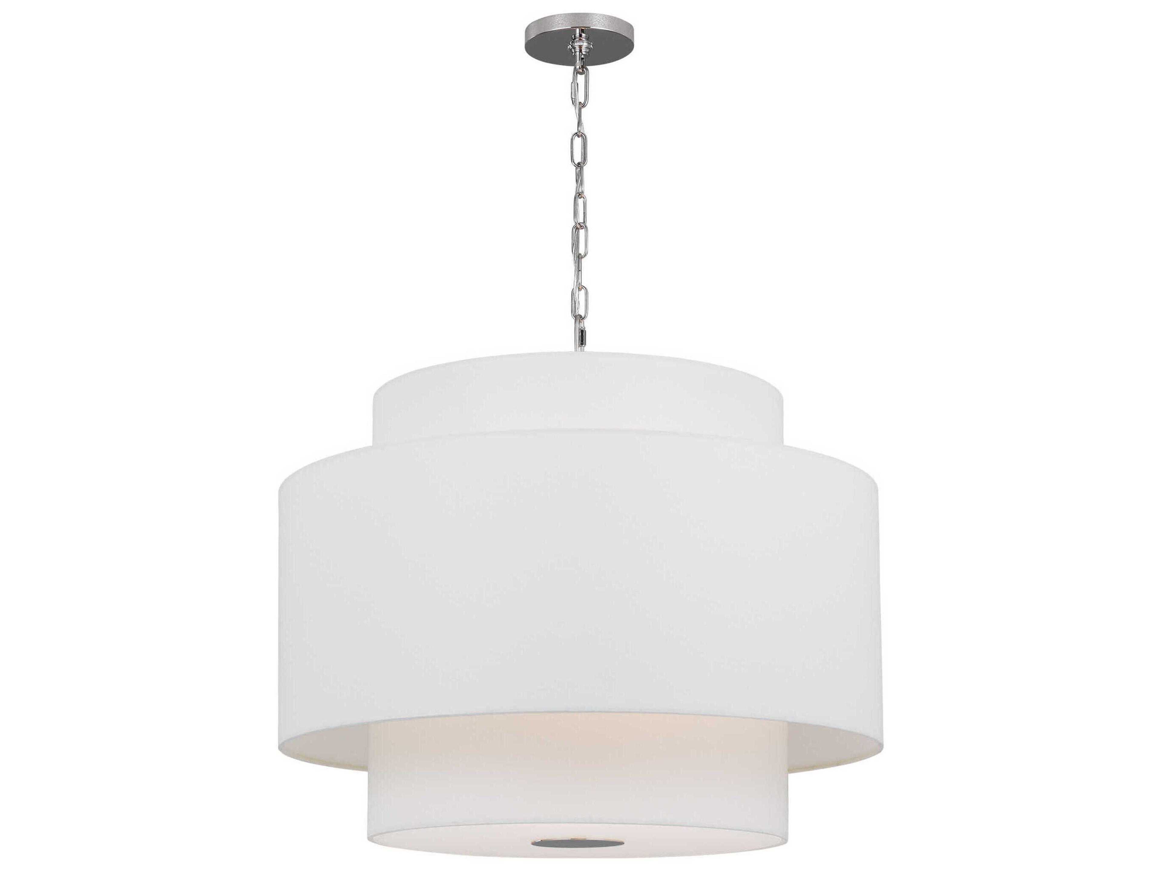 Visual Comfort Studio Sawyer 3-Light Polished Nickel Drum Pendant