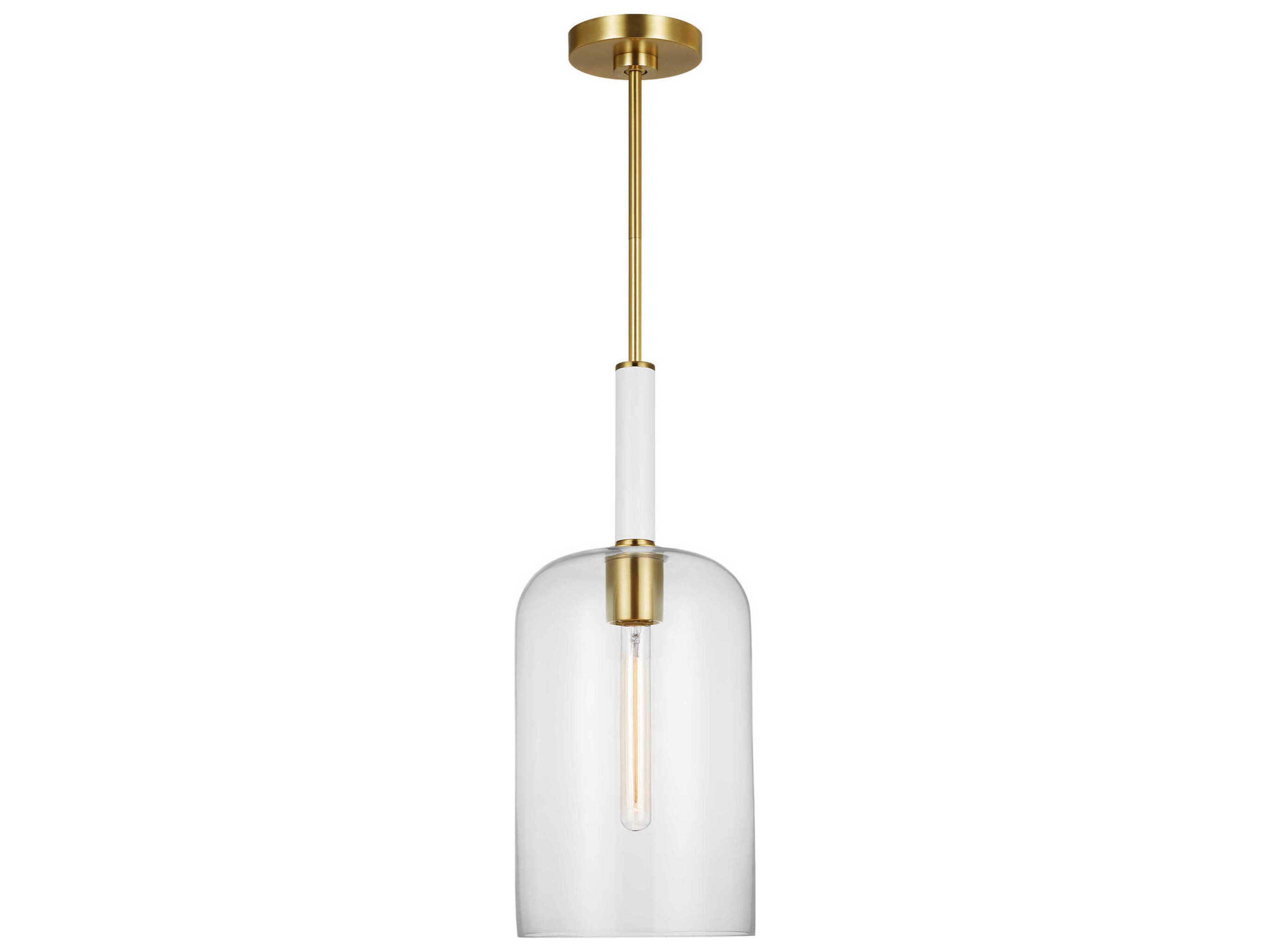 Monroe Cylinder Pendant Burnished Brass and Gloss White