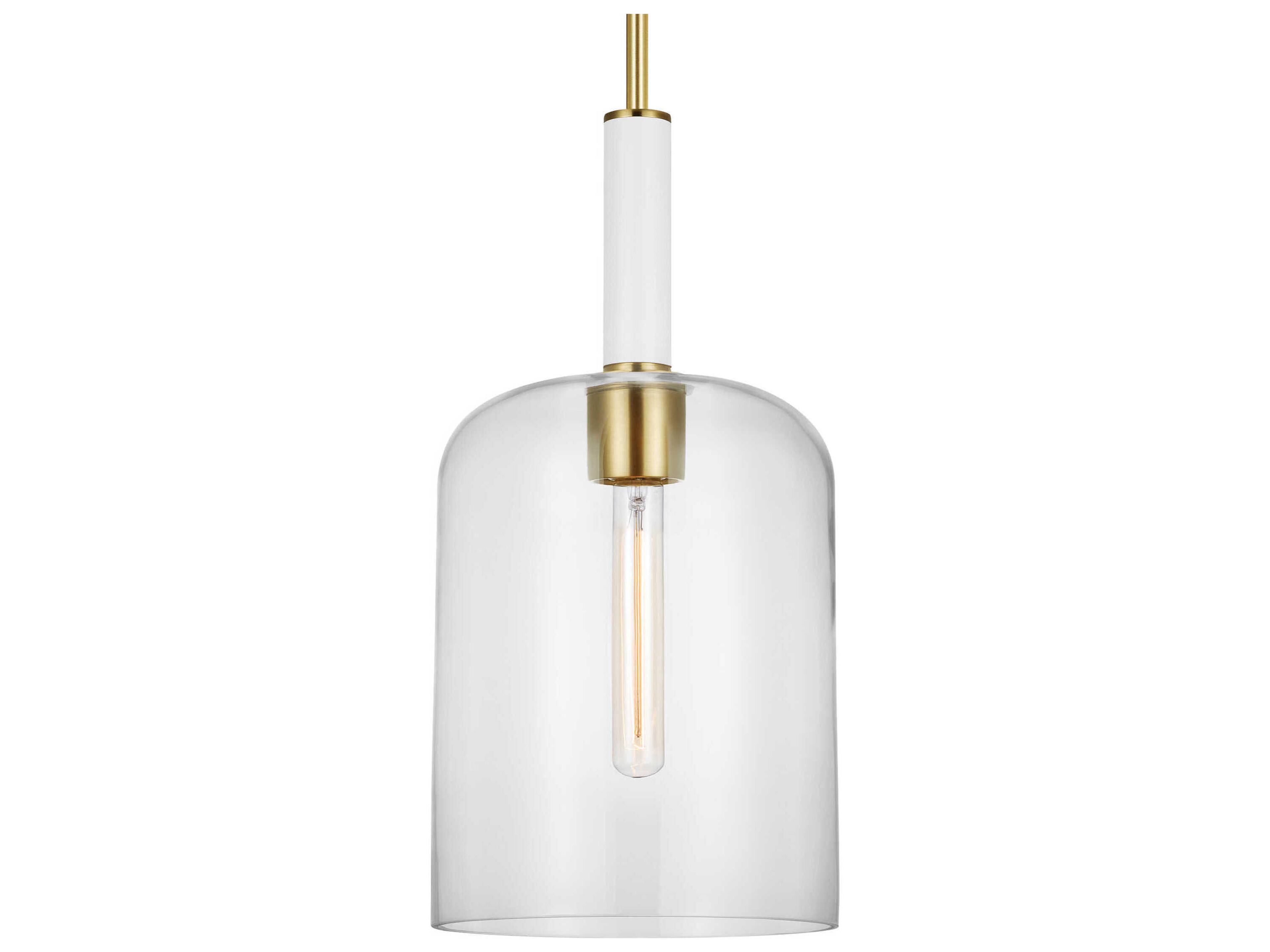 Visual Comfort Studio Monroe 1-Light Burnished Brass Cylinder Mini Pendant