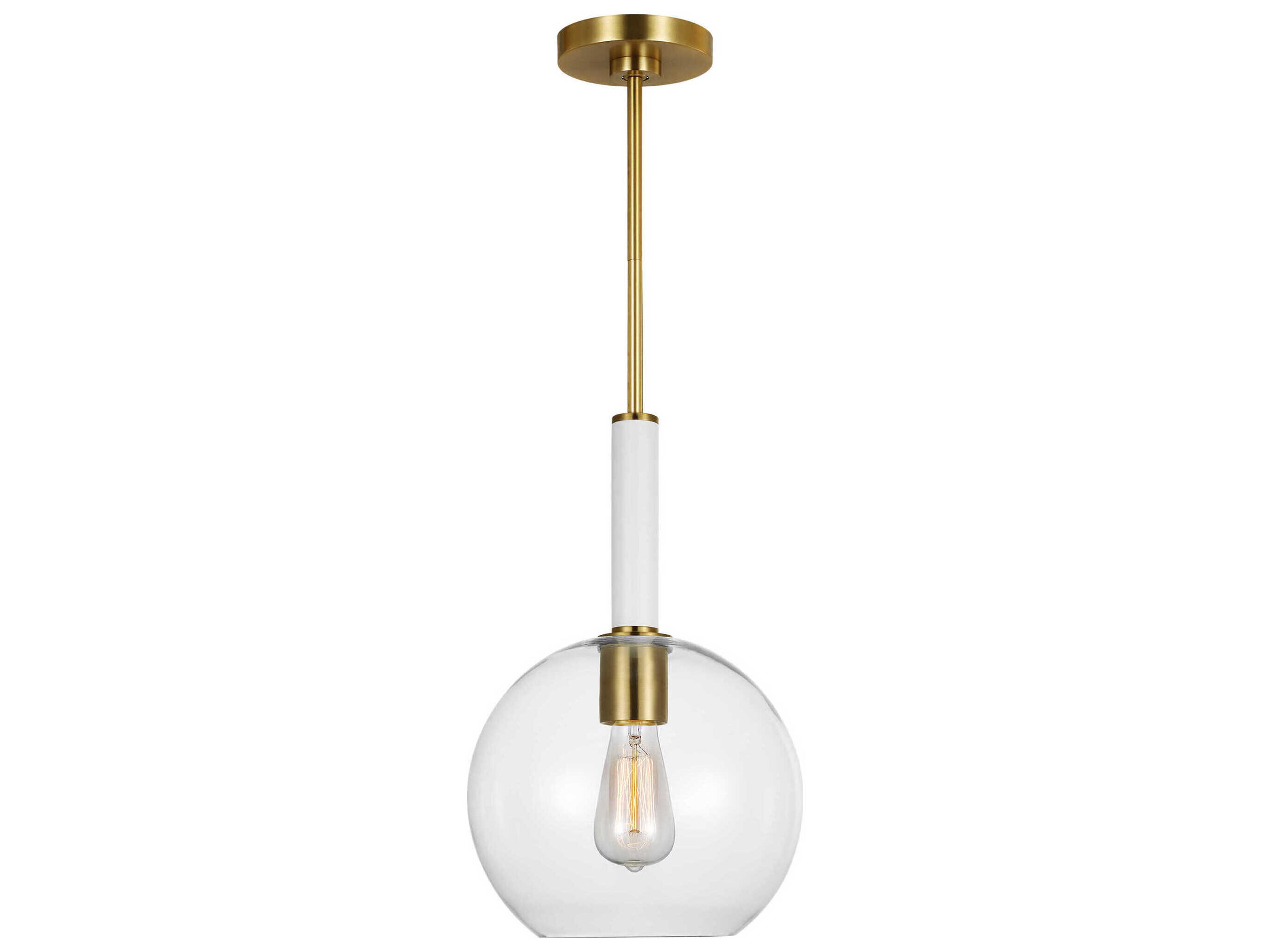 Round Pendant Light Monroe Burnished Brass Gloss White