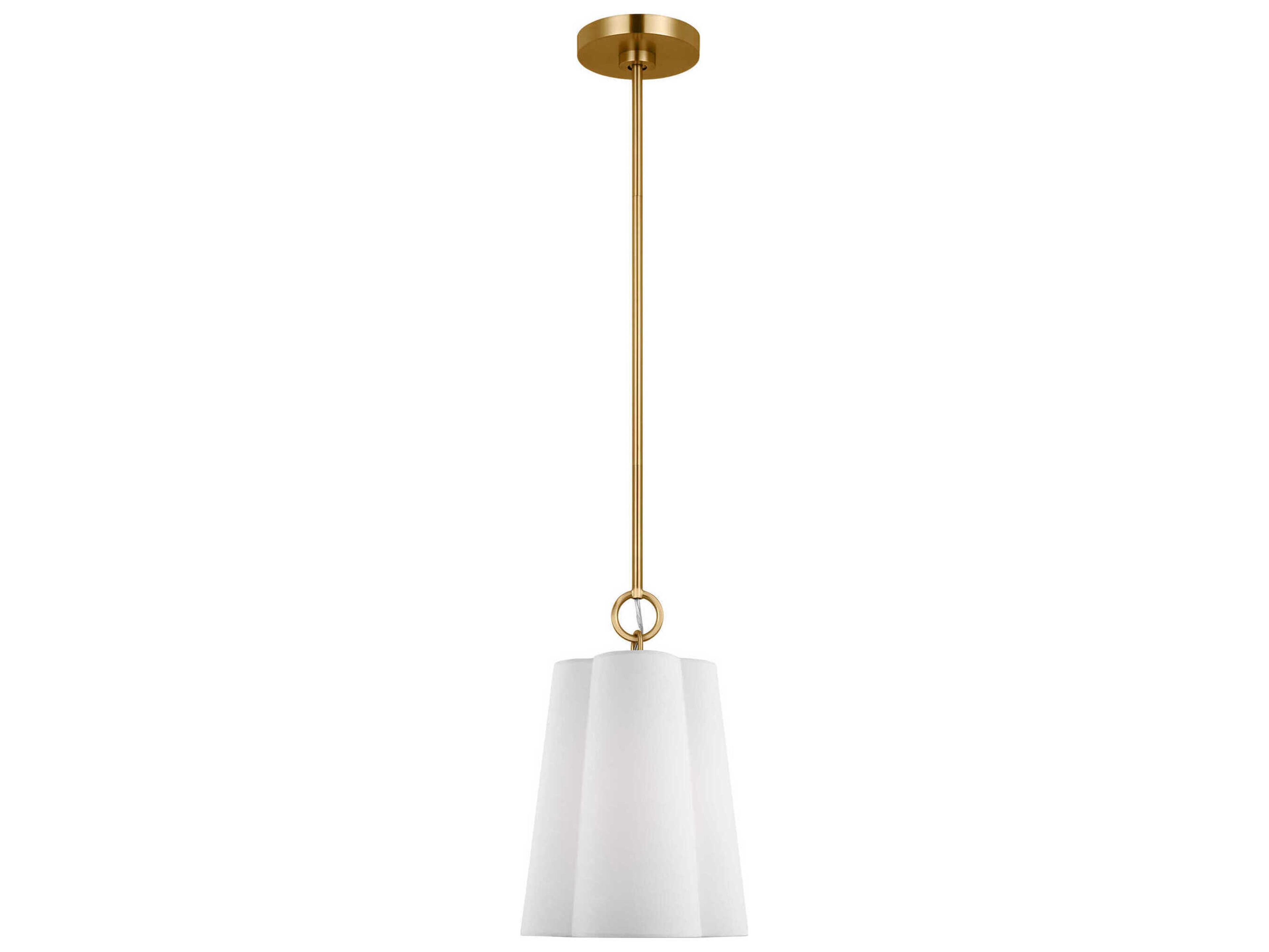 Visual Comfort Studio Bronte 1-Light Burnished Brass White Mini Pendant