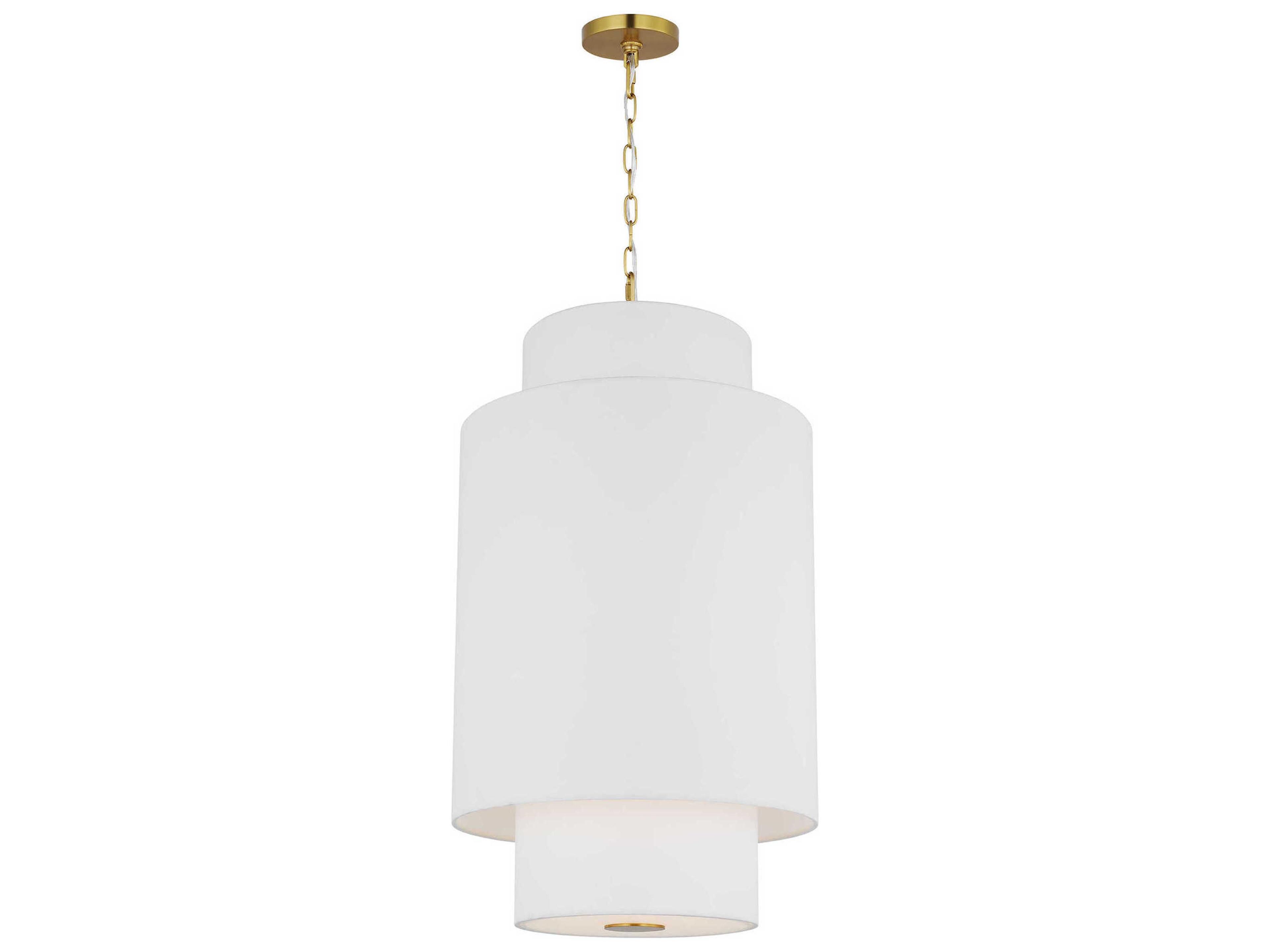 Sawyer 1 Light Pendant Burnished Brass White Linen Shade