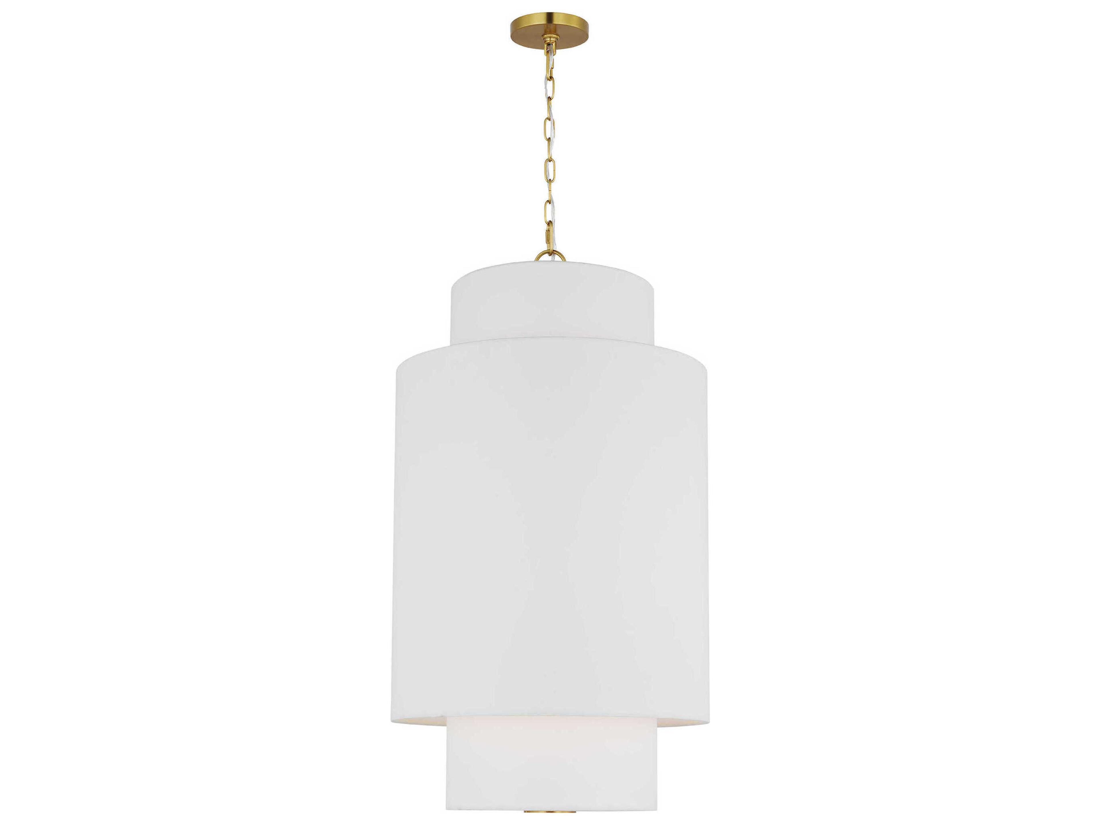 Visual Comfort Studio Sawyer 1-Light Burnished Brass White Pendant