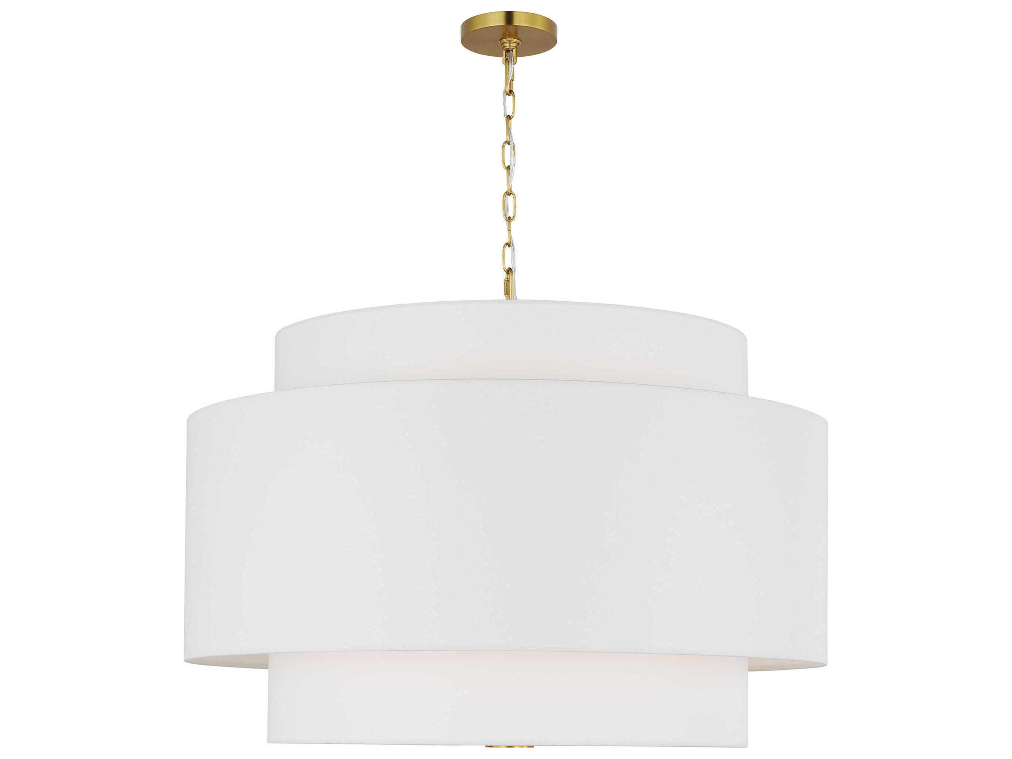 Visual Comfort Studio Sawyer 4-Light Burnished Brass White Pendant