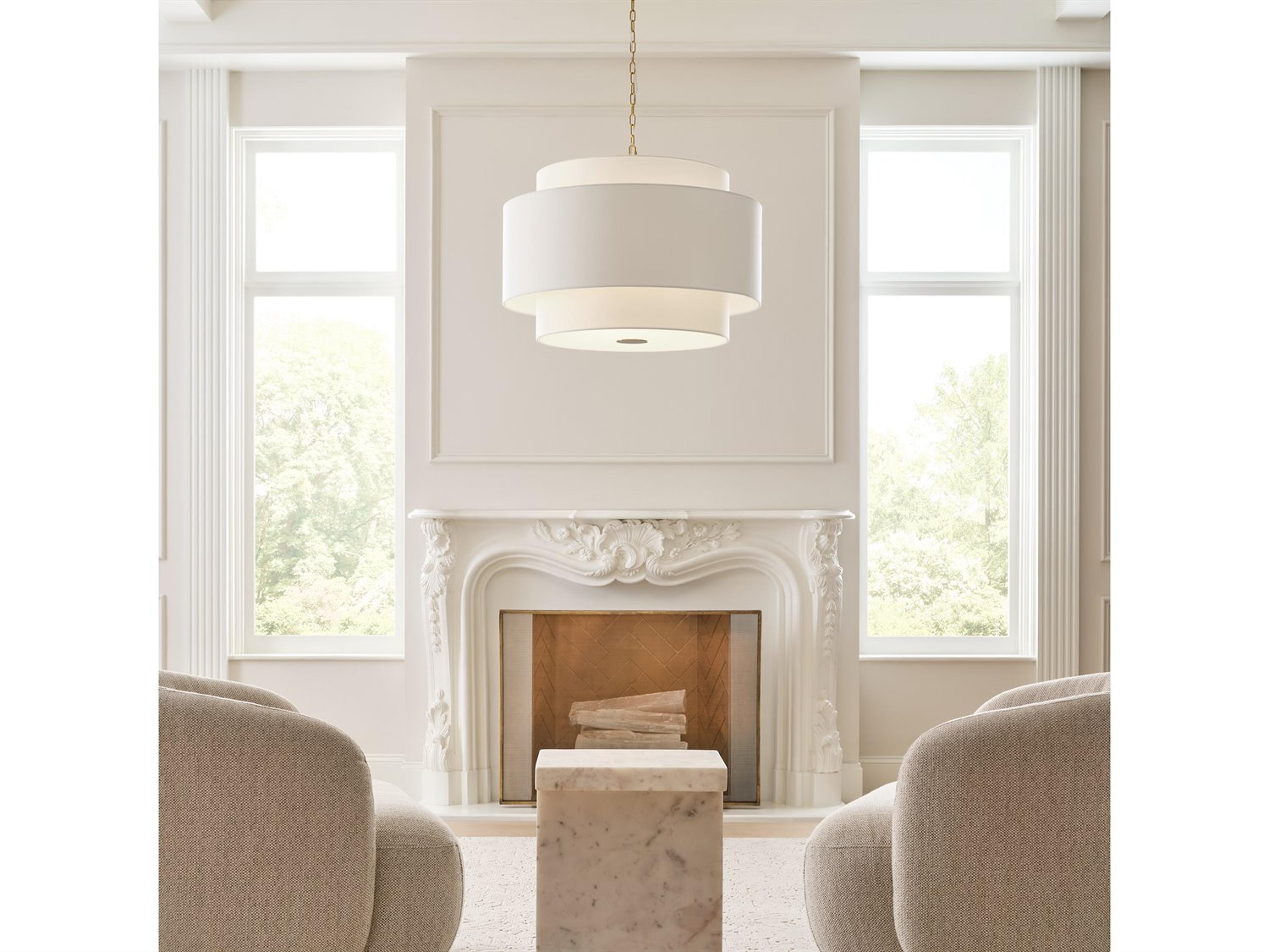 Visual Comfort Studio Sawyer 4-Light Burnished Brass White Pendant