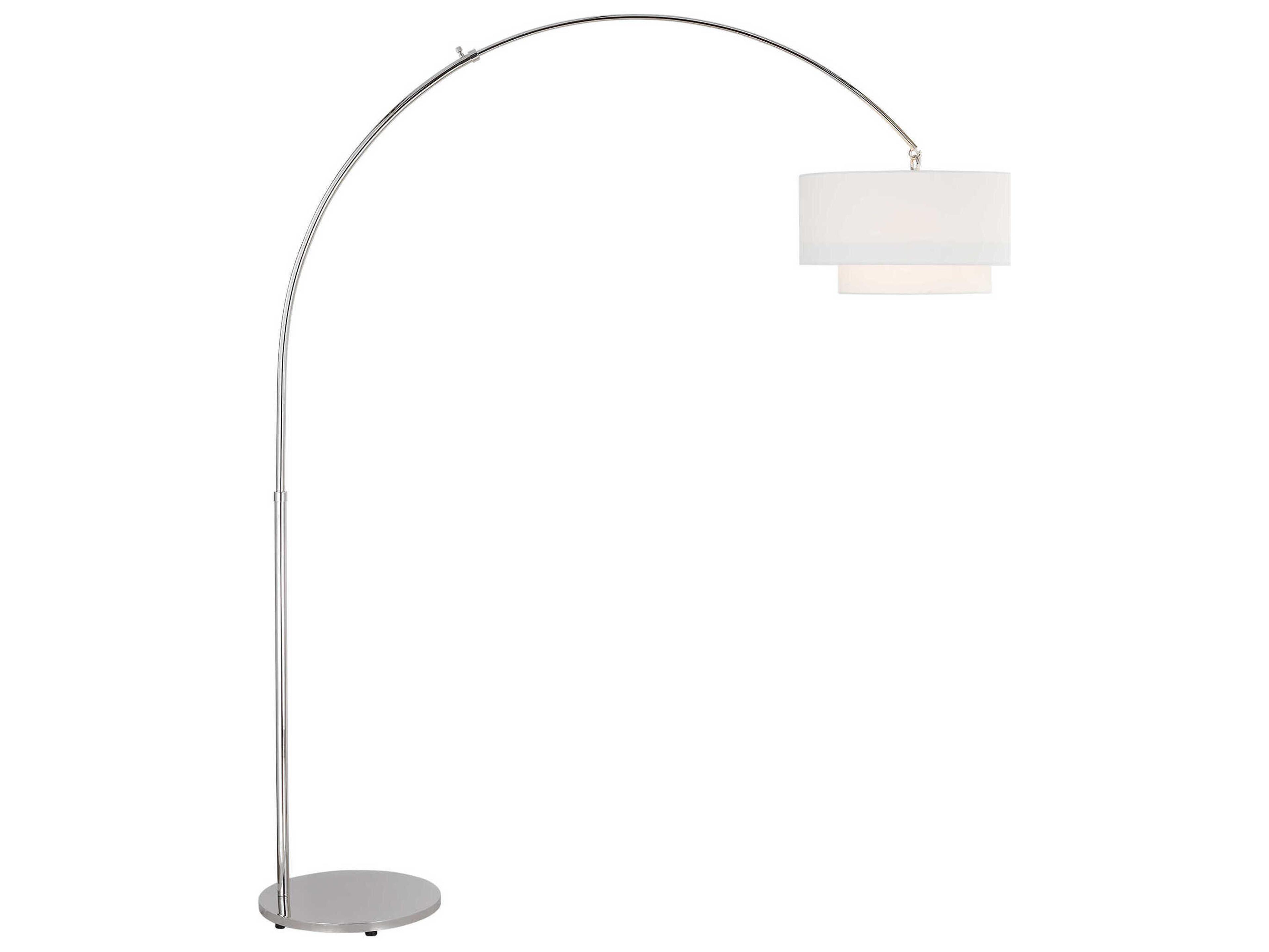 Visual Comfort Studio Sawyer Polished Nickel White Linen Fabric Floor Lamp
