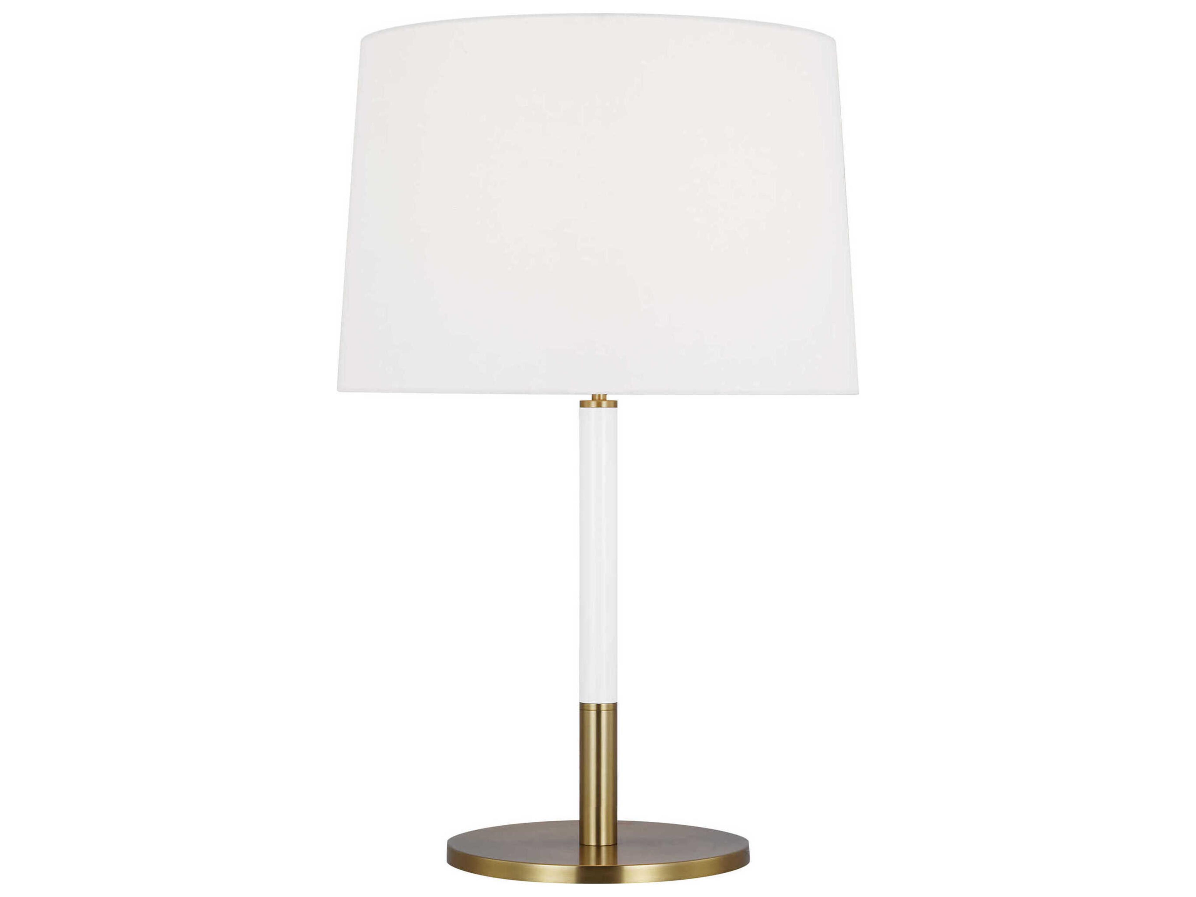 Monroe Table Lamp Burnished Brass Gloss White