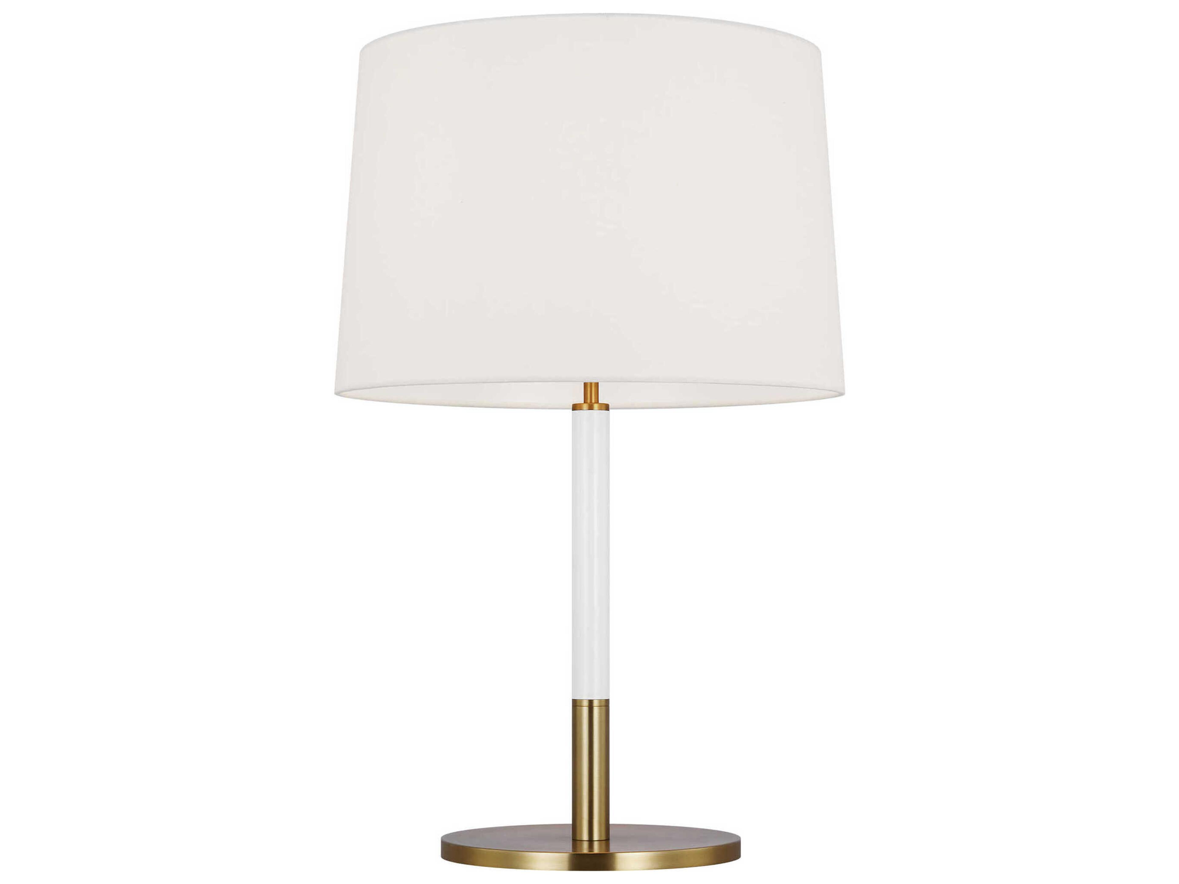 Visual Comfort Studio Monroe Burnished Brass Gloss White Linen Fabric Buffet Lamp