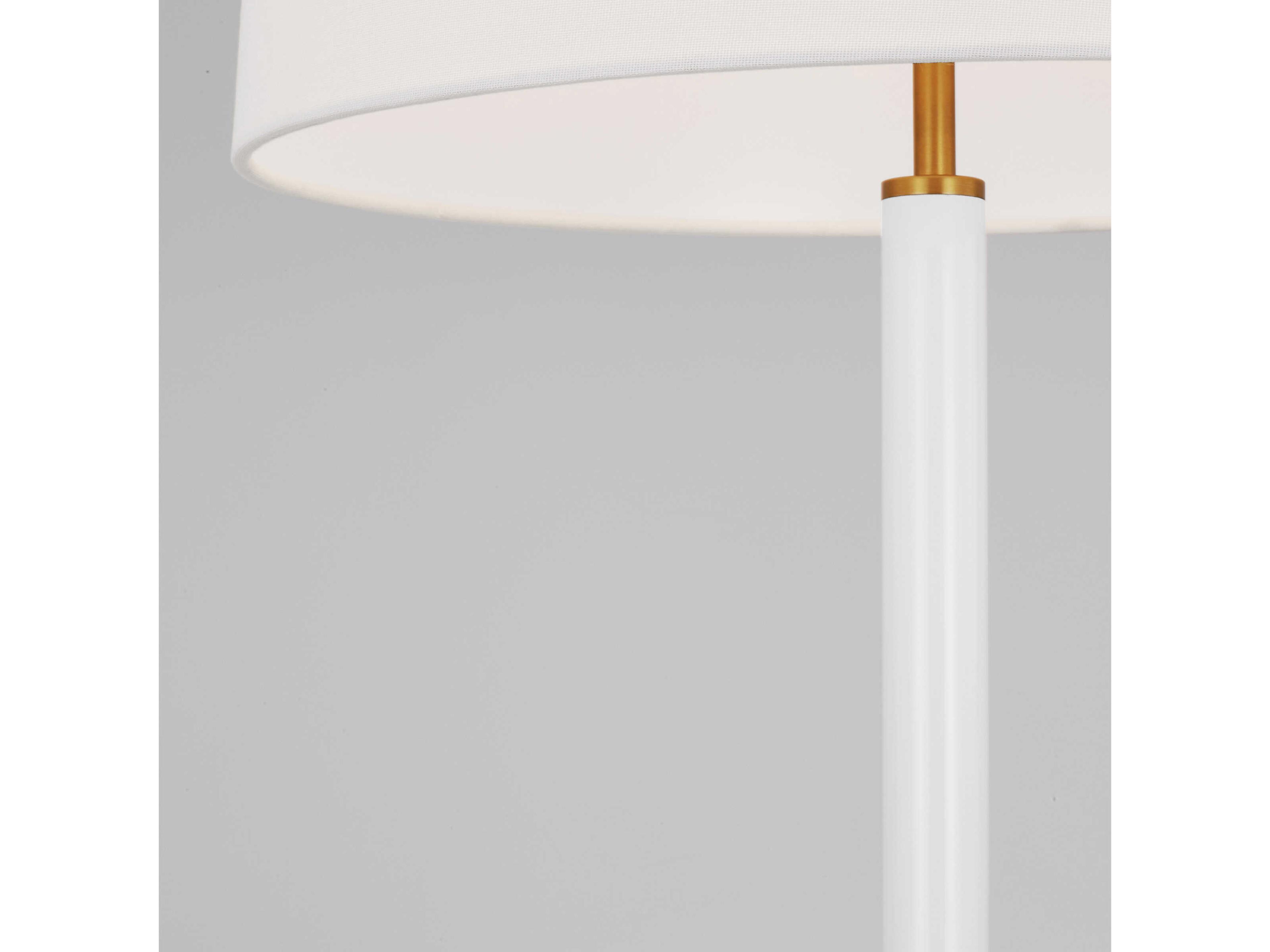Visual Comfort Studio Monroe Burnished Brass Gloss White Linen Fabric Buffet Lamp