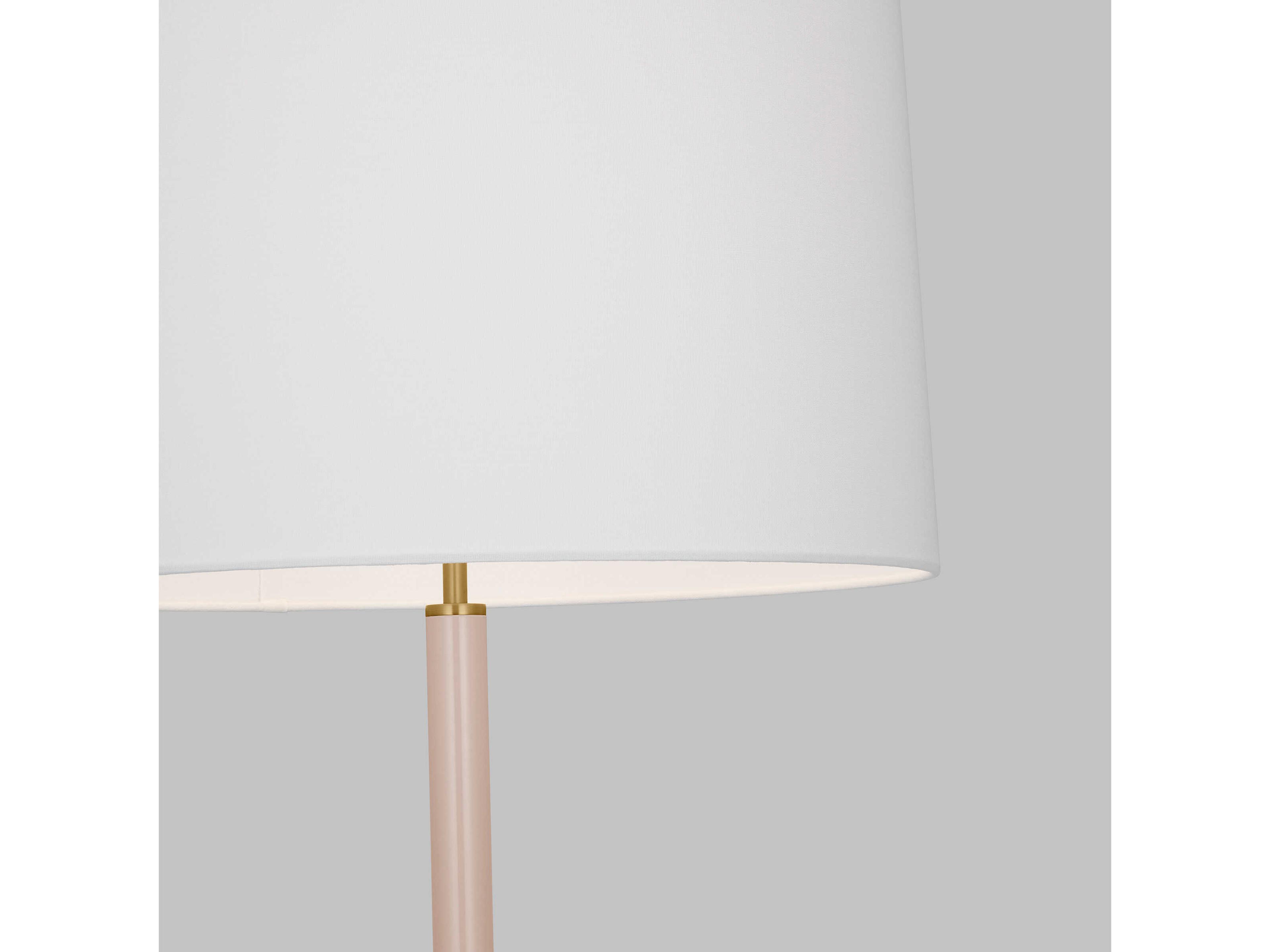 Visual Comfort Studio Monroe Burnished Brass Blush White Linen Fabric Pink Floor Lamp