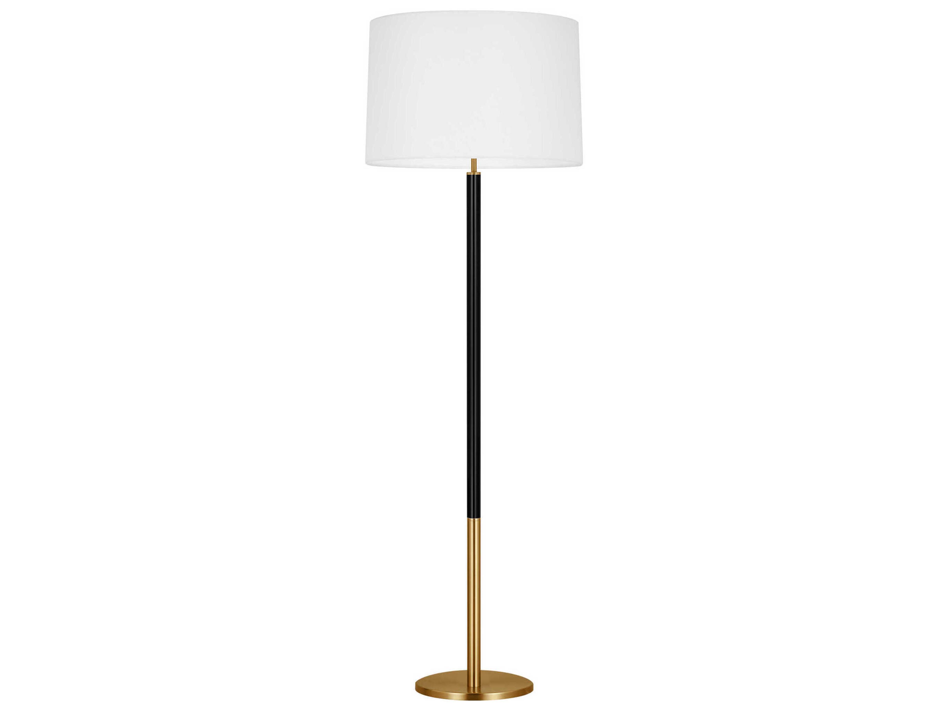 Visual Comfort Studio Monroe Burnished Brass Black White Linen Fabric Floor Lamp