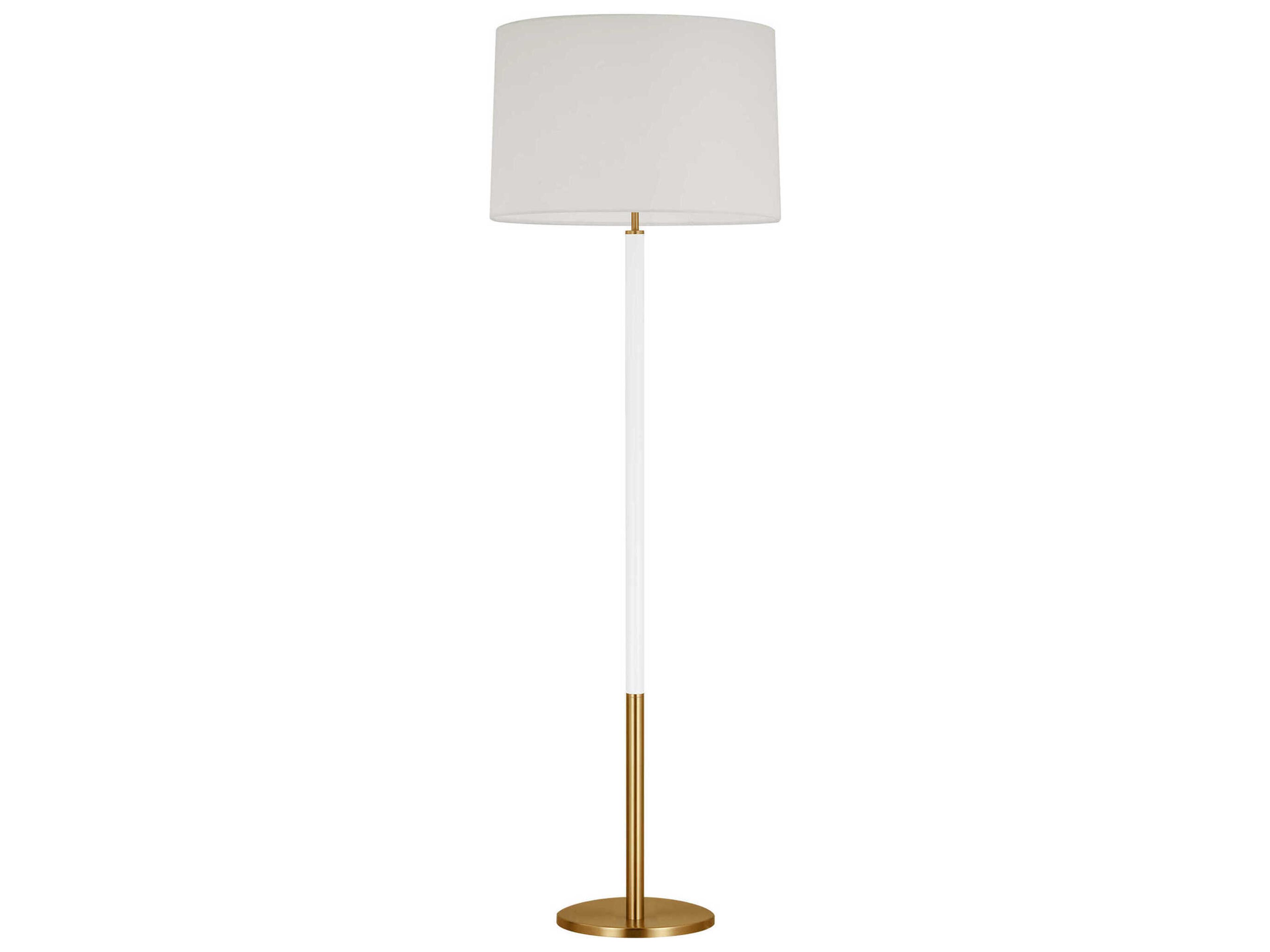 Visual Comfort Studio Monroe Burnished Brass Gloss White Linen Fabric Floor Lamp