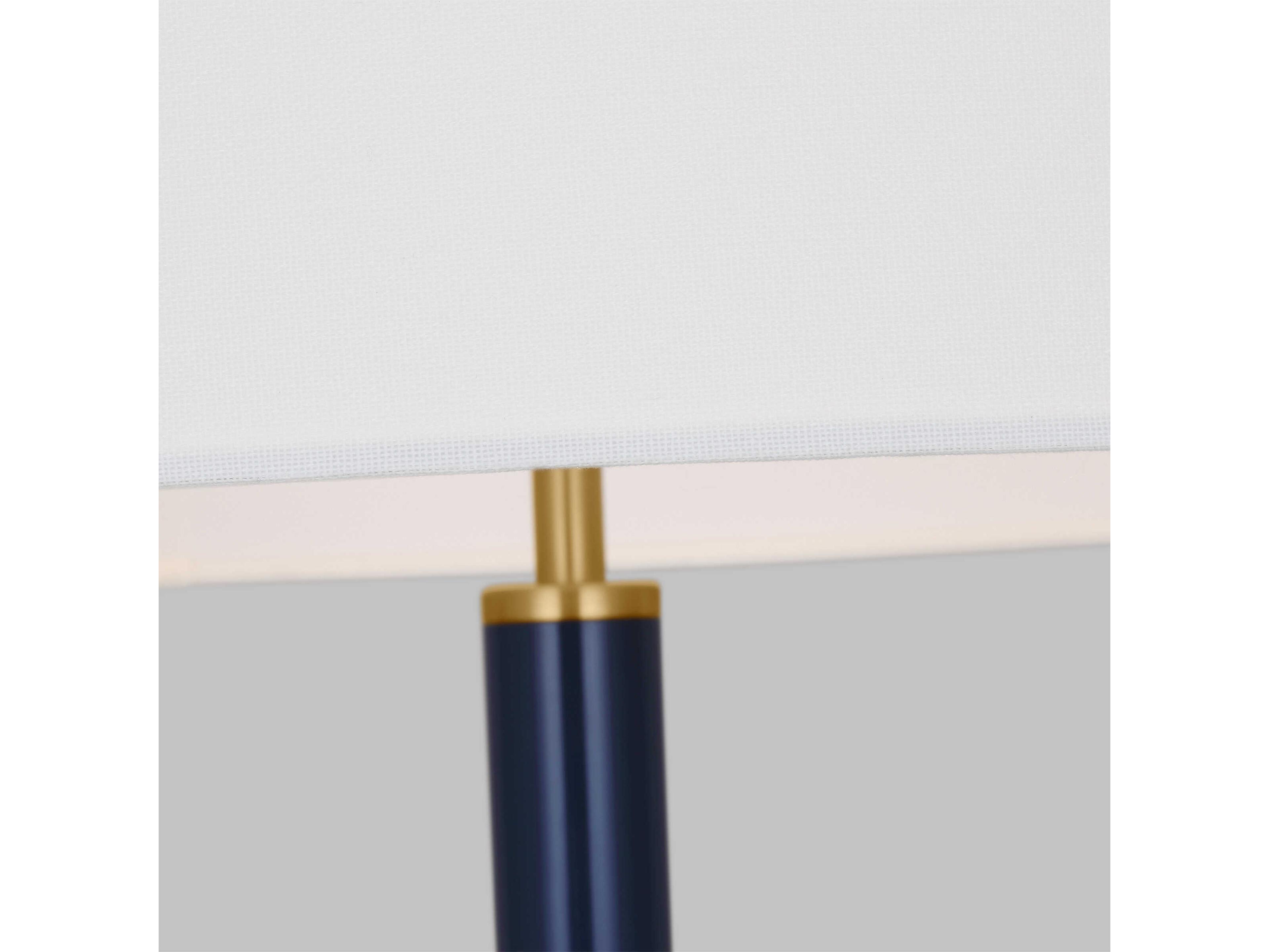 Visual Comfort Studio Monroe Burnished Brass Navy White Linen Fabric Blue Floor Lamp