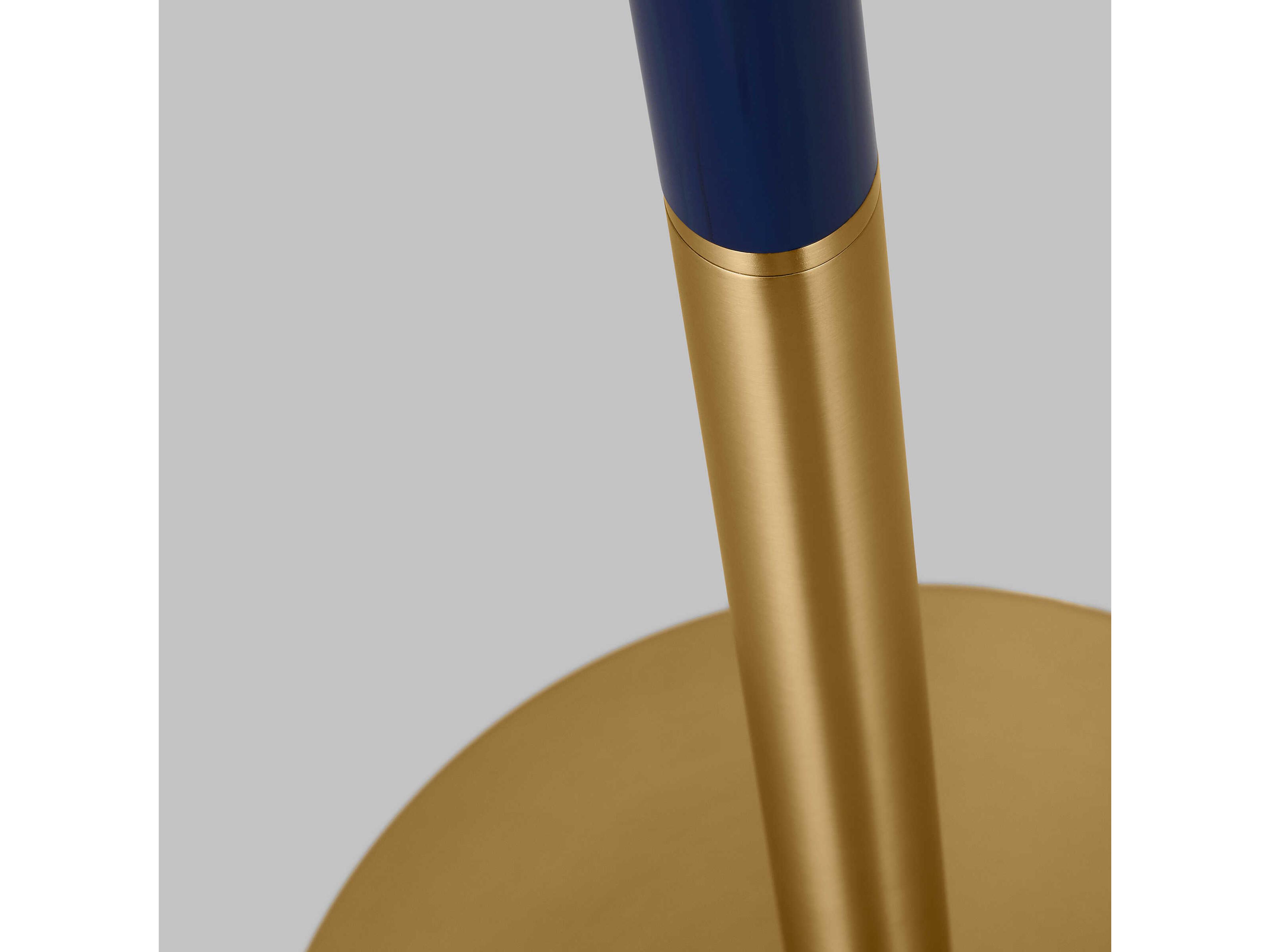 Visual Comfort Studio Monroe Burnished Brass Navy White Linen Fabric Blue Floor Lamp