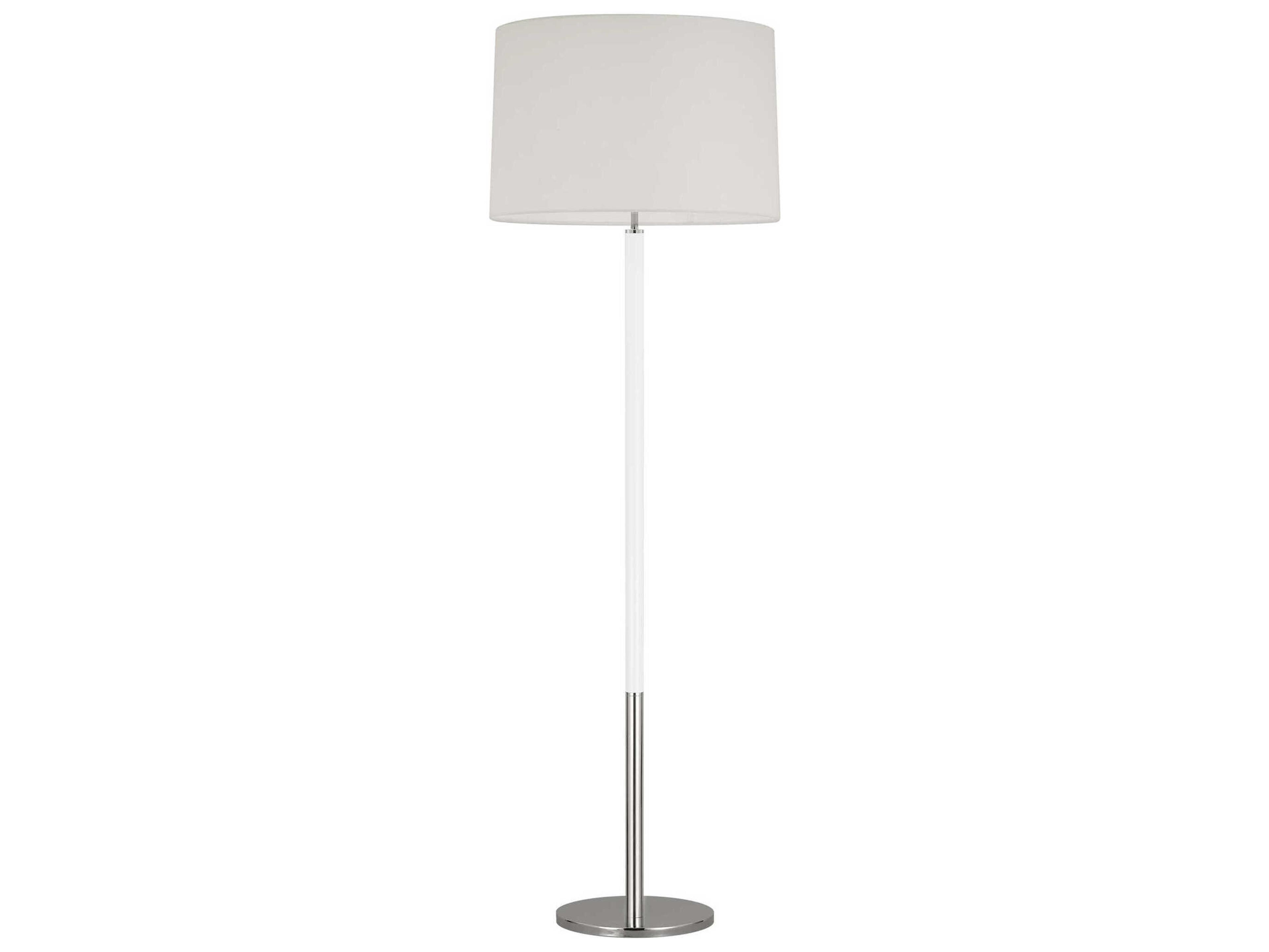 Visual Comfort Studio Monroe Polished Nickel Gloss White Linen Fabric Floor Lamp
