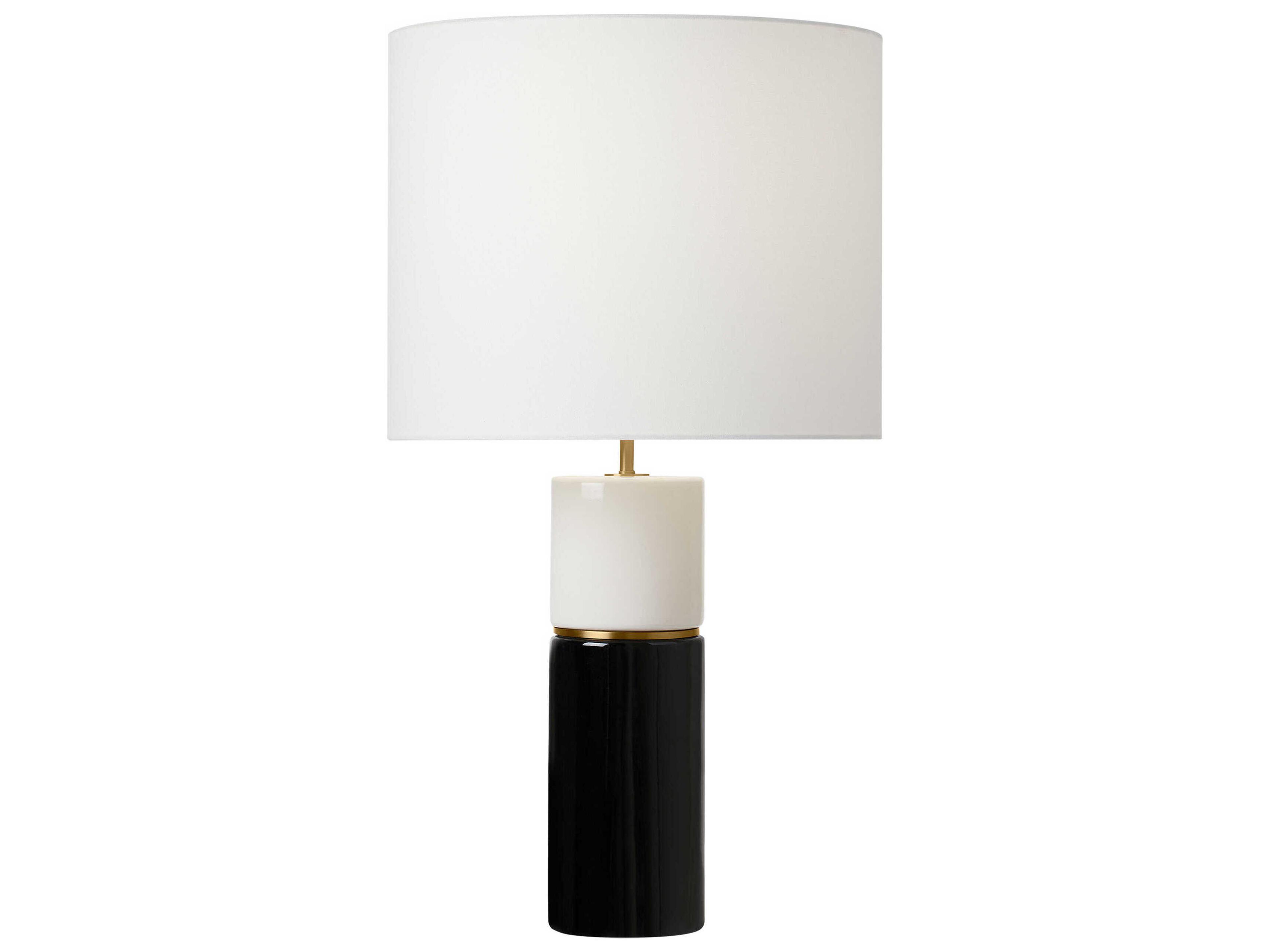 Cade Table Lamp Black Ceramic White Linen Shade