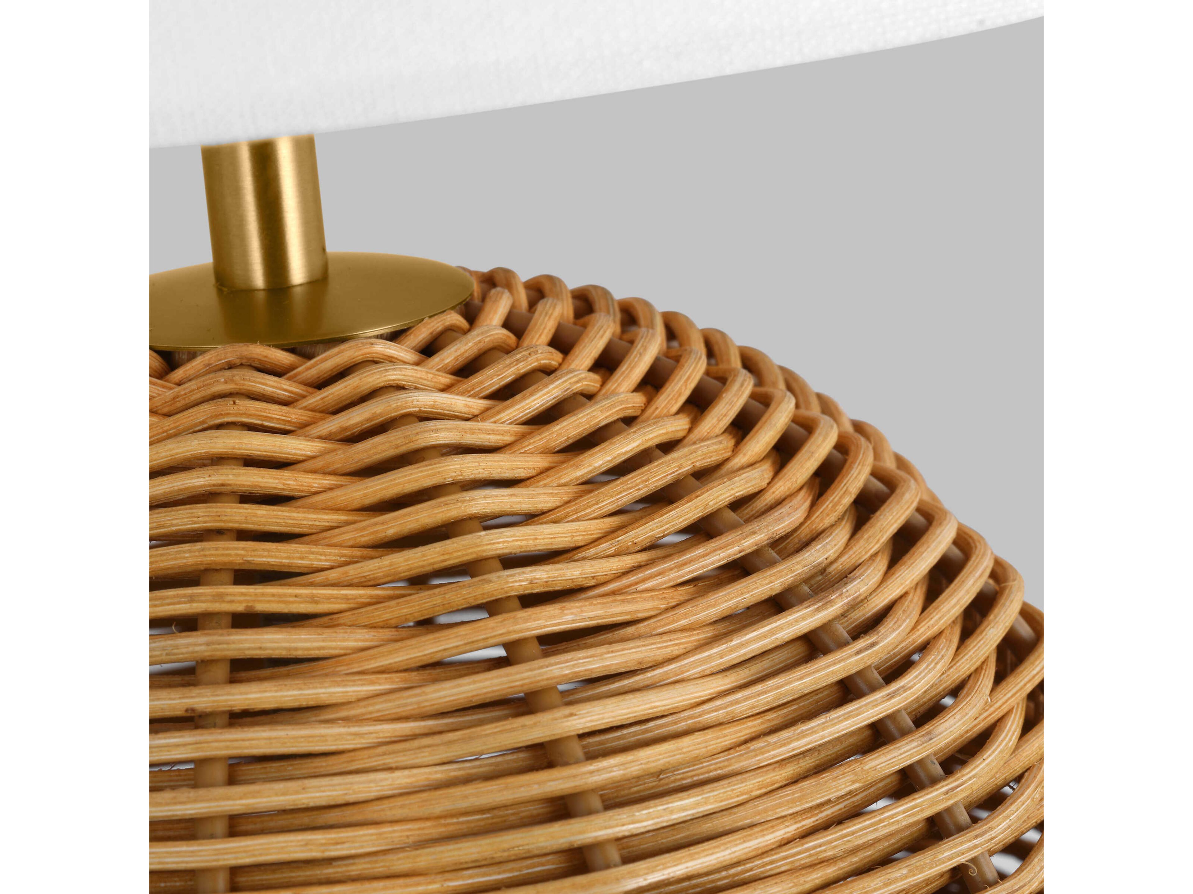 Visual Comfort Studio Mari Burnished Brass White Linen Fabric Table Lamp