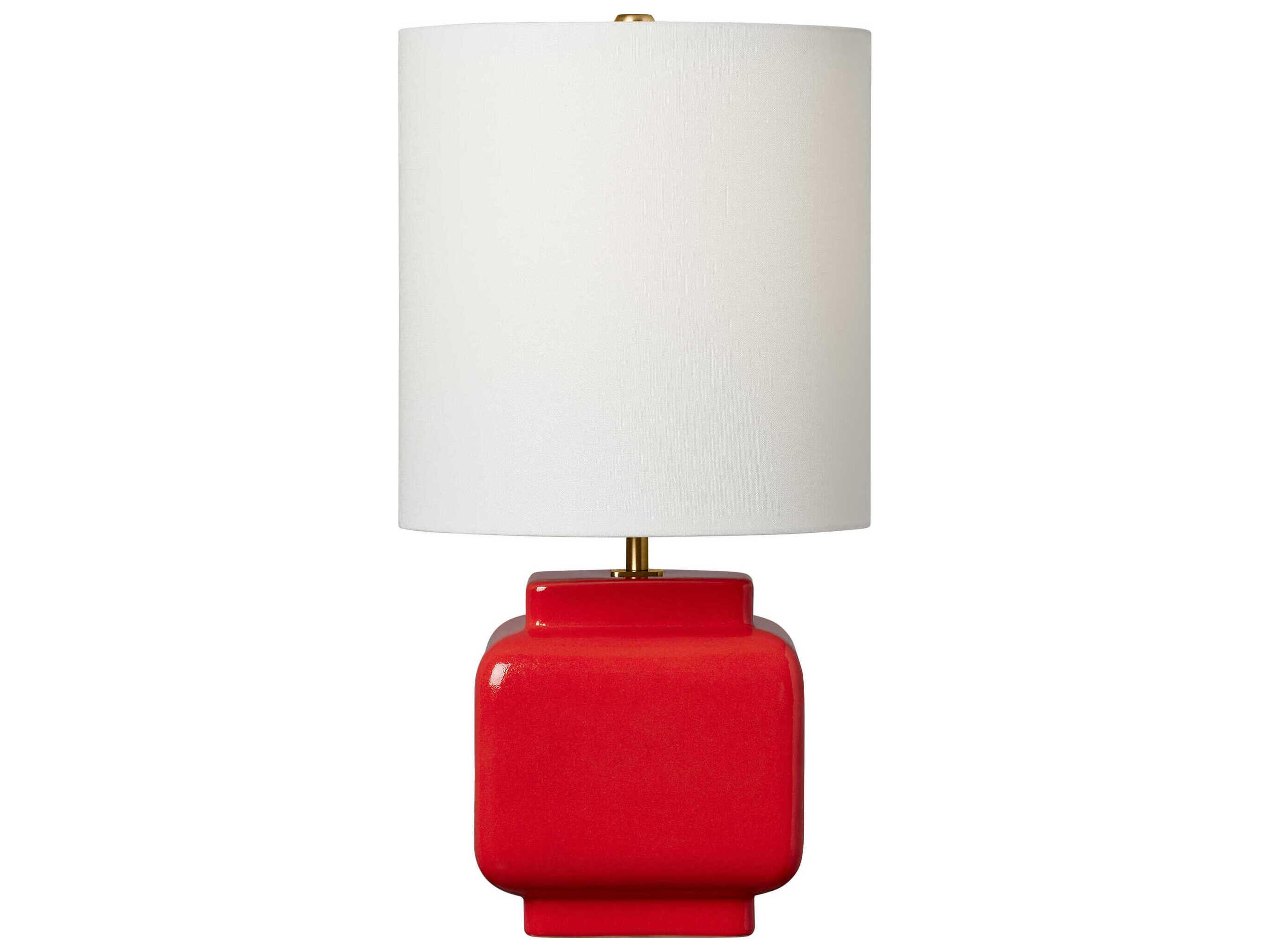 Visual Comfort Studio Anderson Lucent Red White Linen Table Lamp