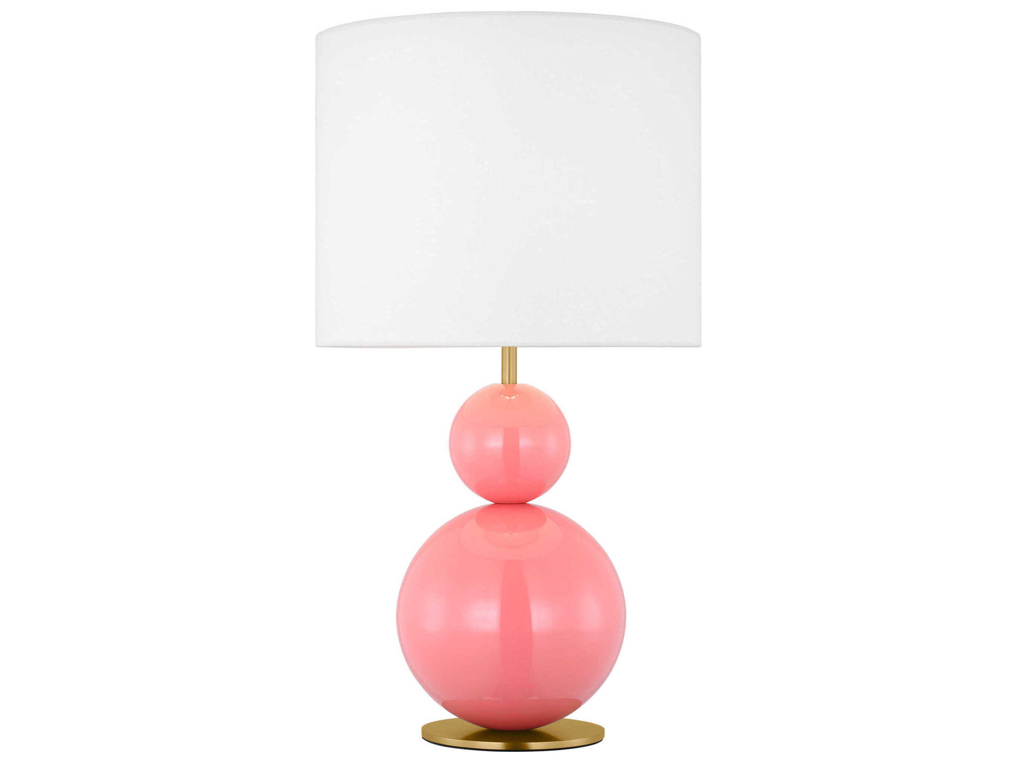 Visual Comfort Studio Suki Coral White Linen Pink Table Lamp