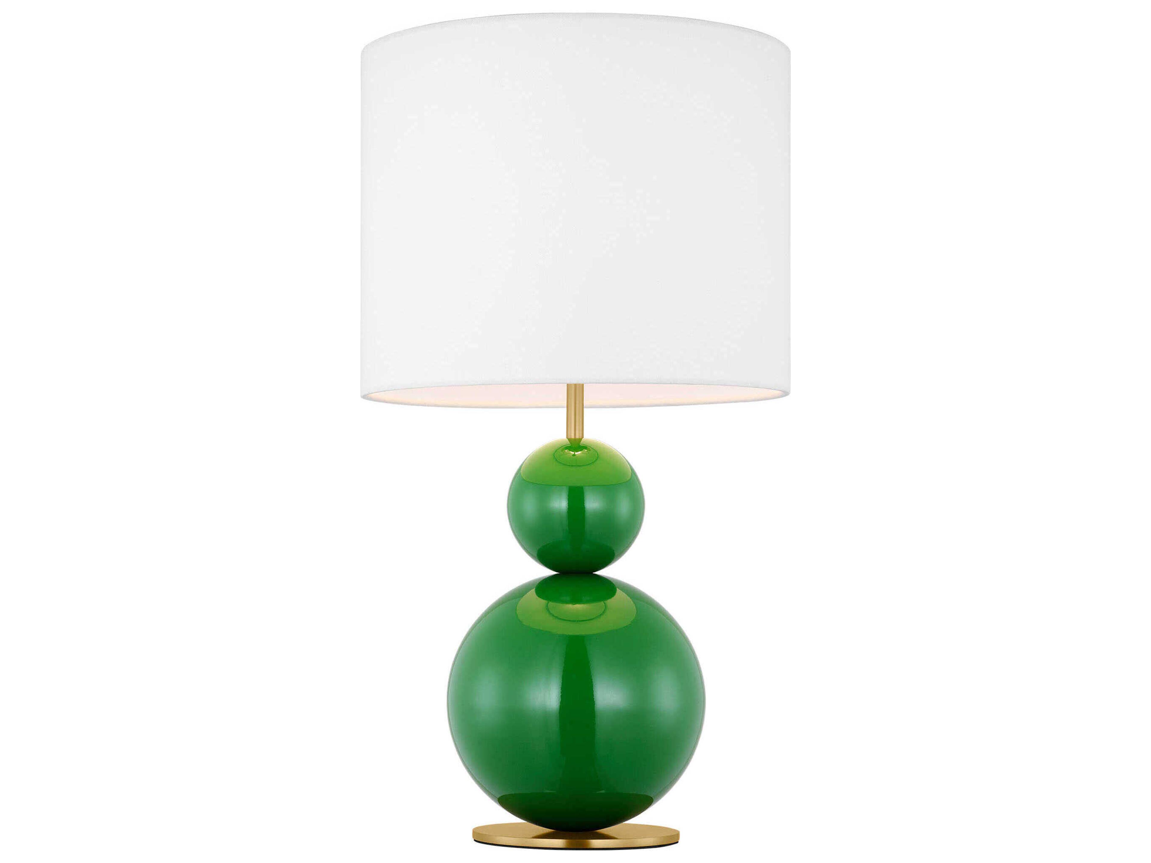Table Lamp Suki Green Finish White Linen Shade