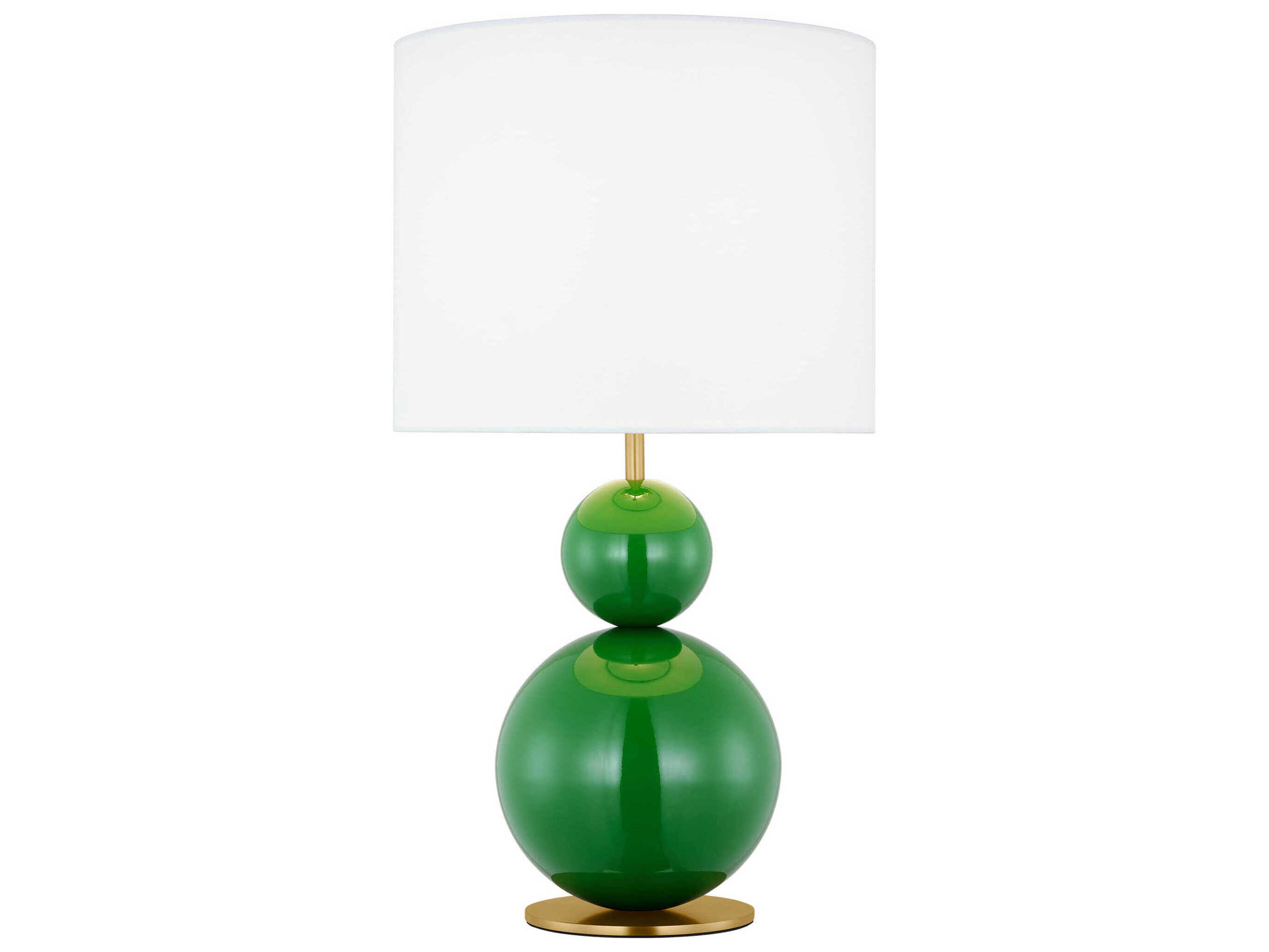 Visual Comfort Studio Suki Green White Linen Table Lamp