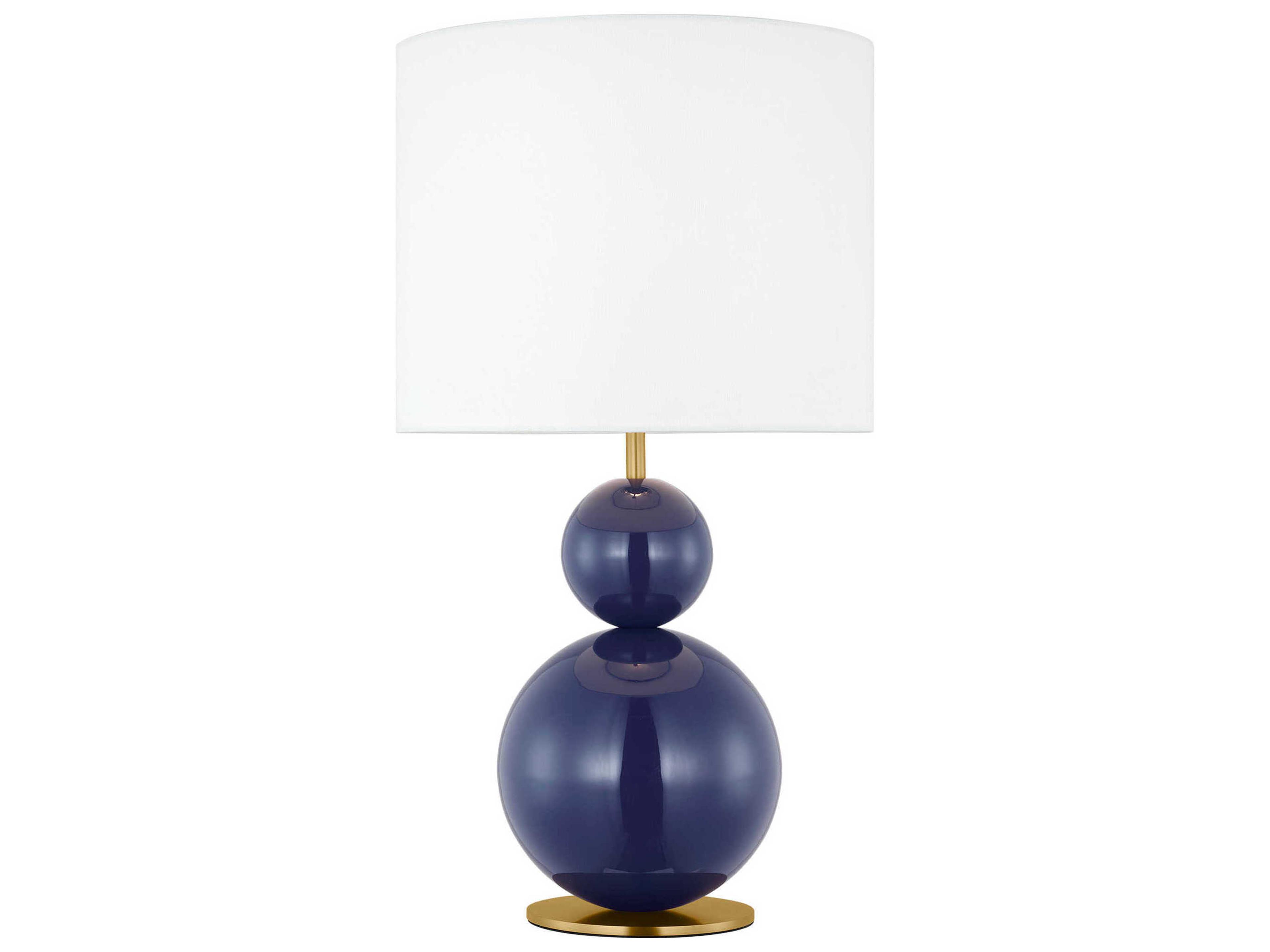 Visual Comfort Studio Suki Navy White Linen Blue Table Lamp