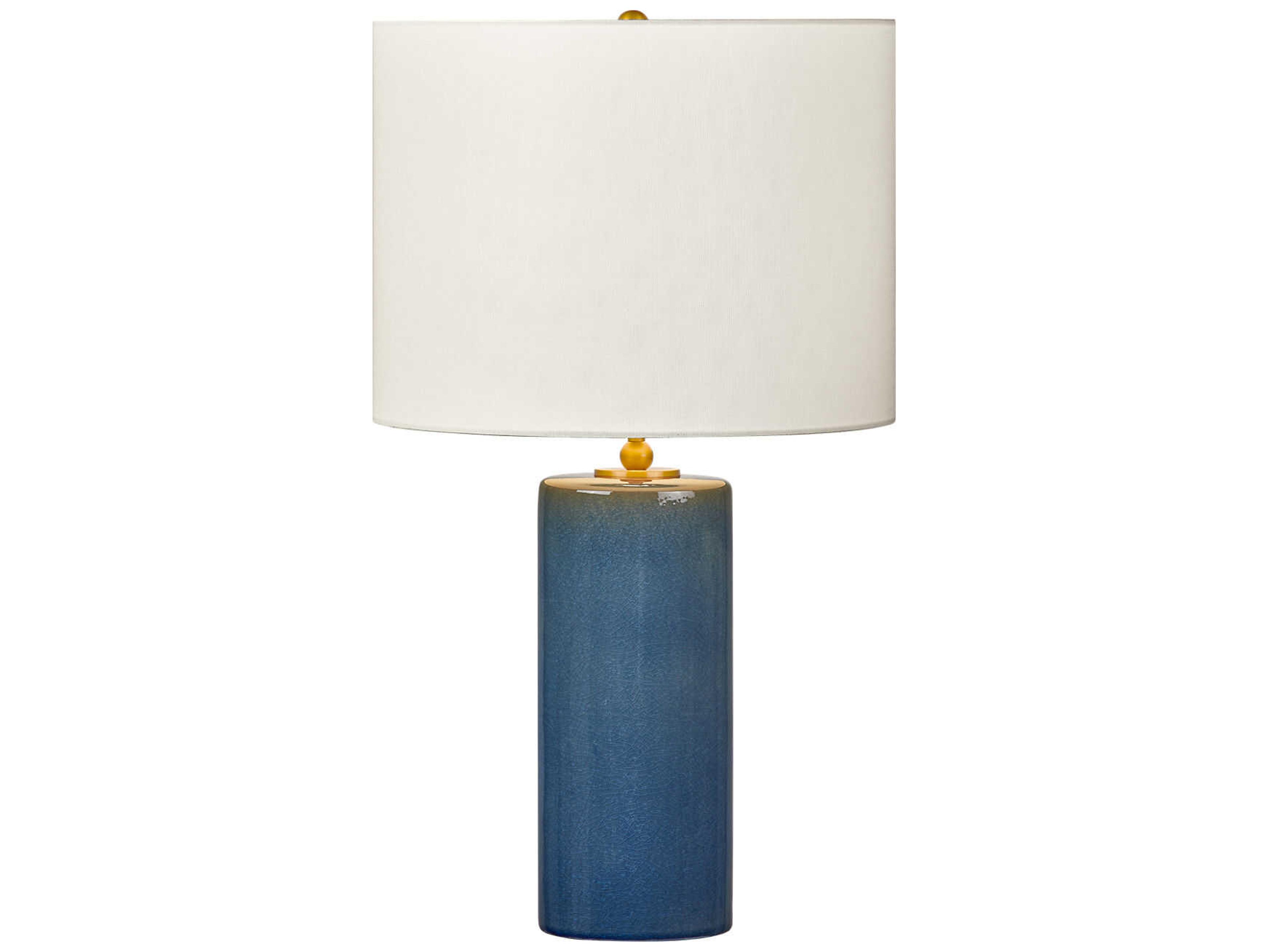 Lauren Deep Ocean Crackle White Linen Fabric Blue Buffet Lamp