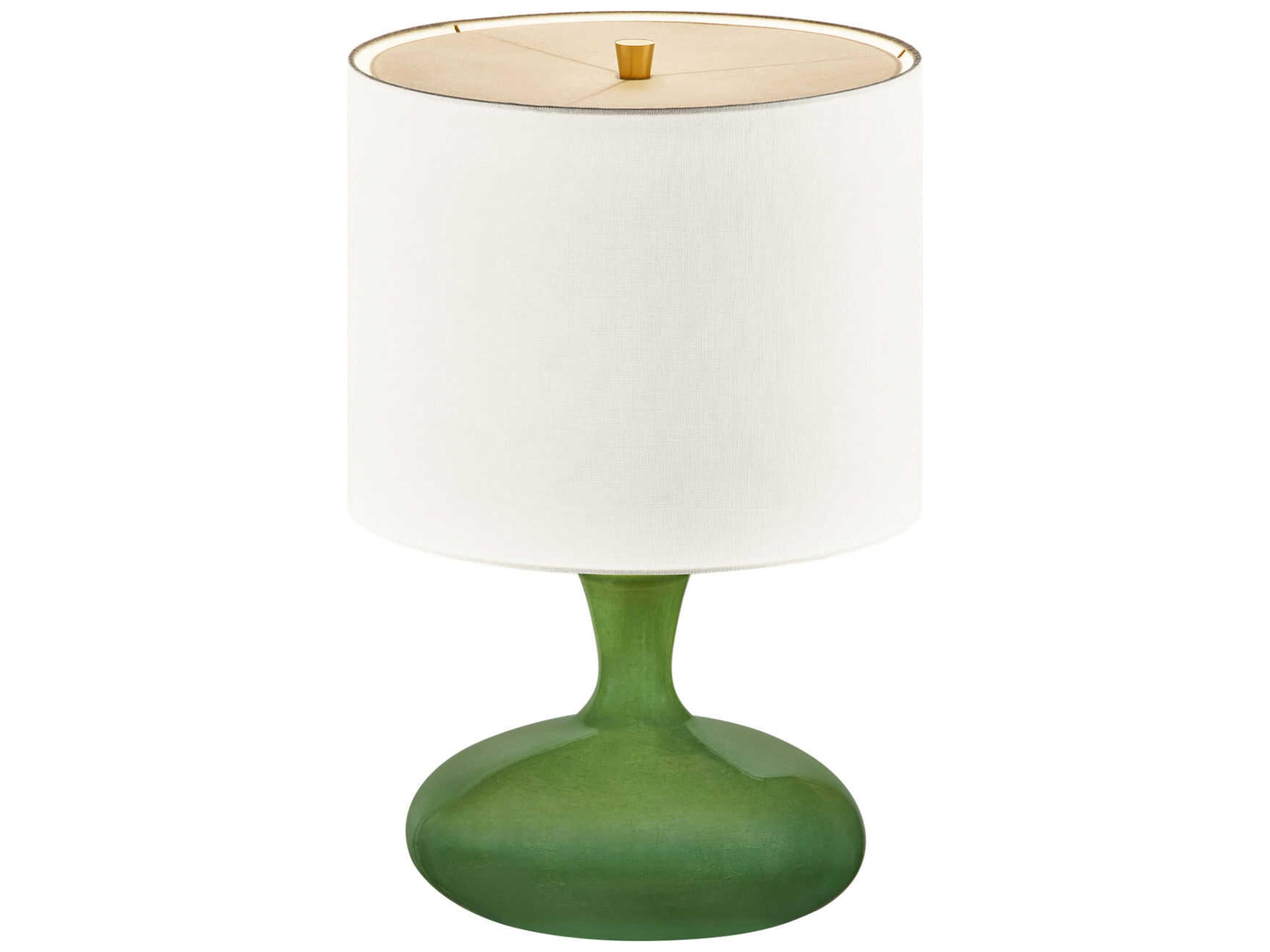 Visual Comfort Studio Amber Green White Linen Fabric Table Lamp