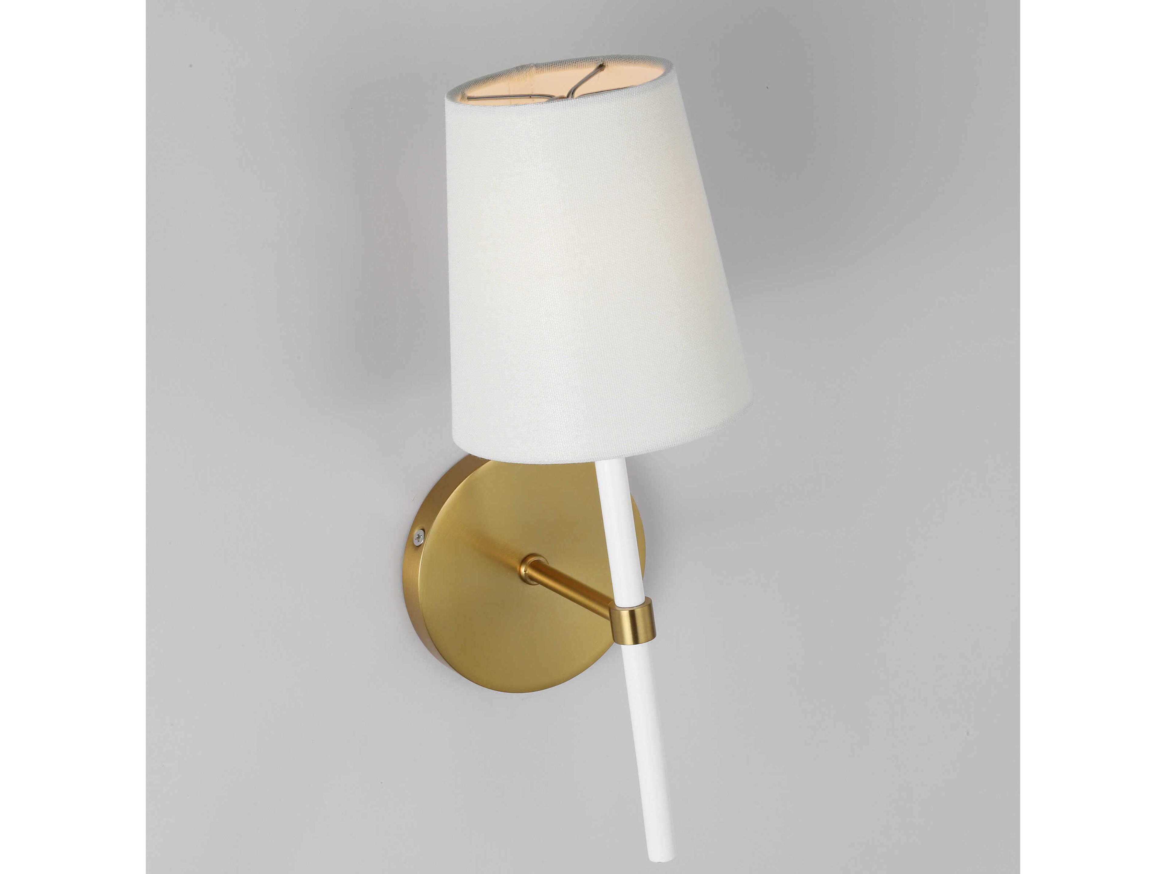 Visual Comfort Studio Monroe 1-Light Burnished Brass Gloss White Wall Sconce