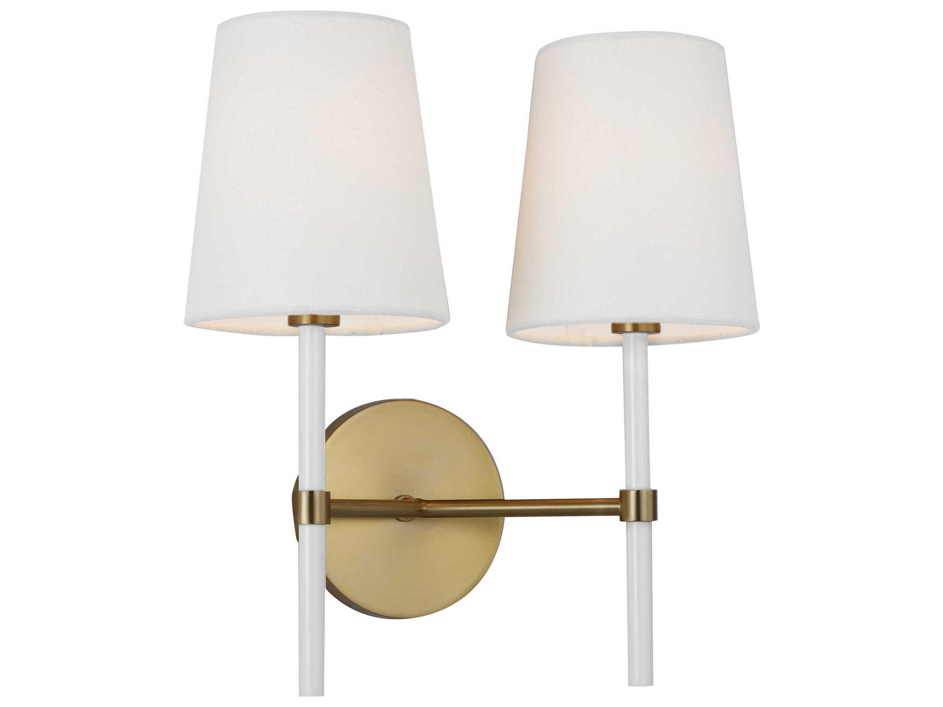 Double Wall Sconce Monroe Burnished Brass Mid Century Modern