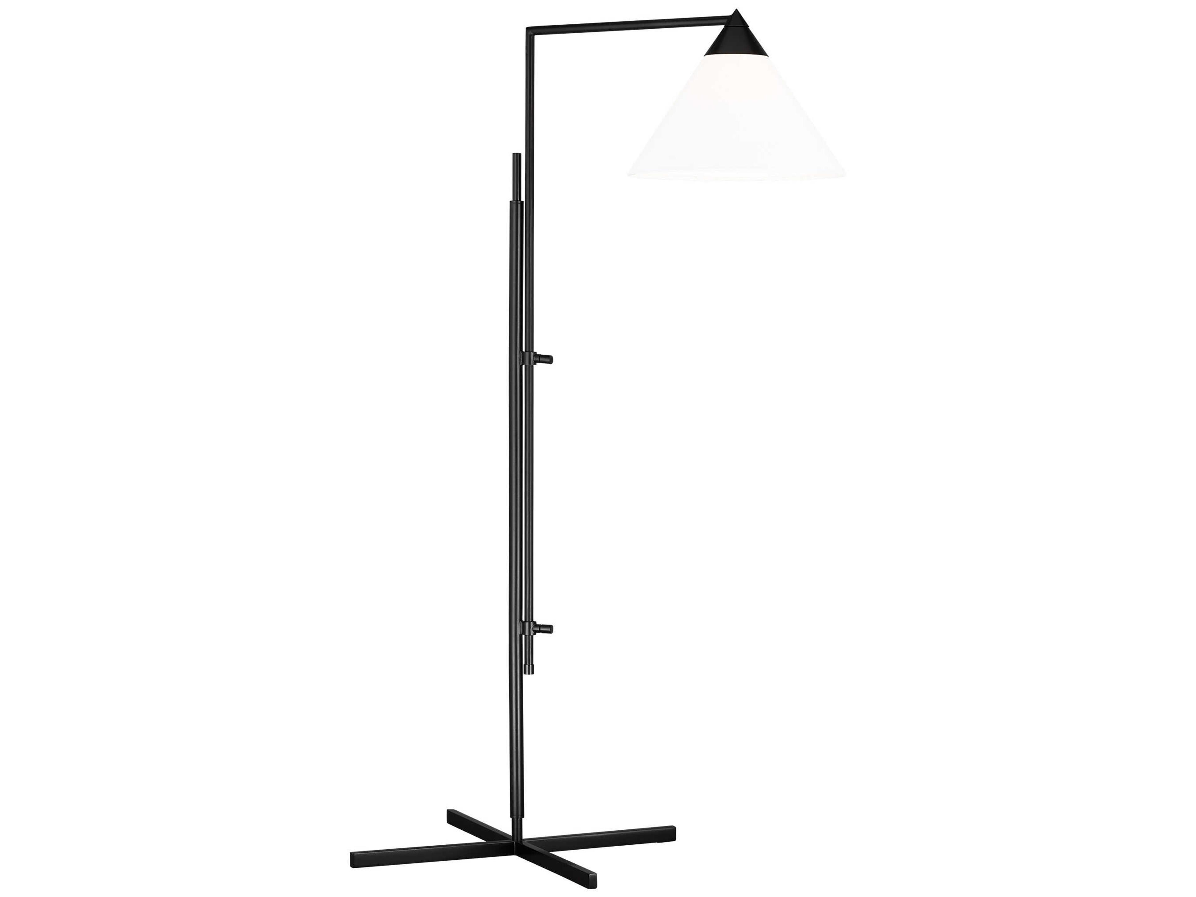 Franklin Deep Bronze White Linen Fabric Black Floor Lamp