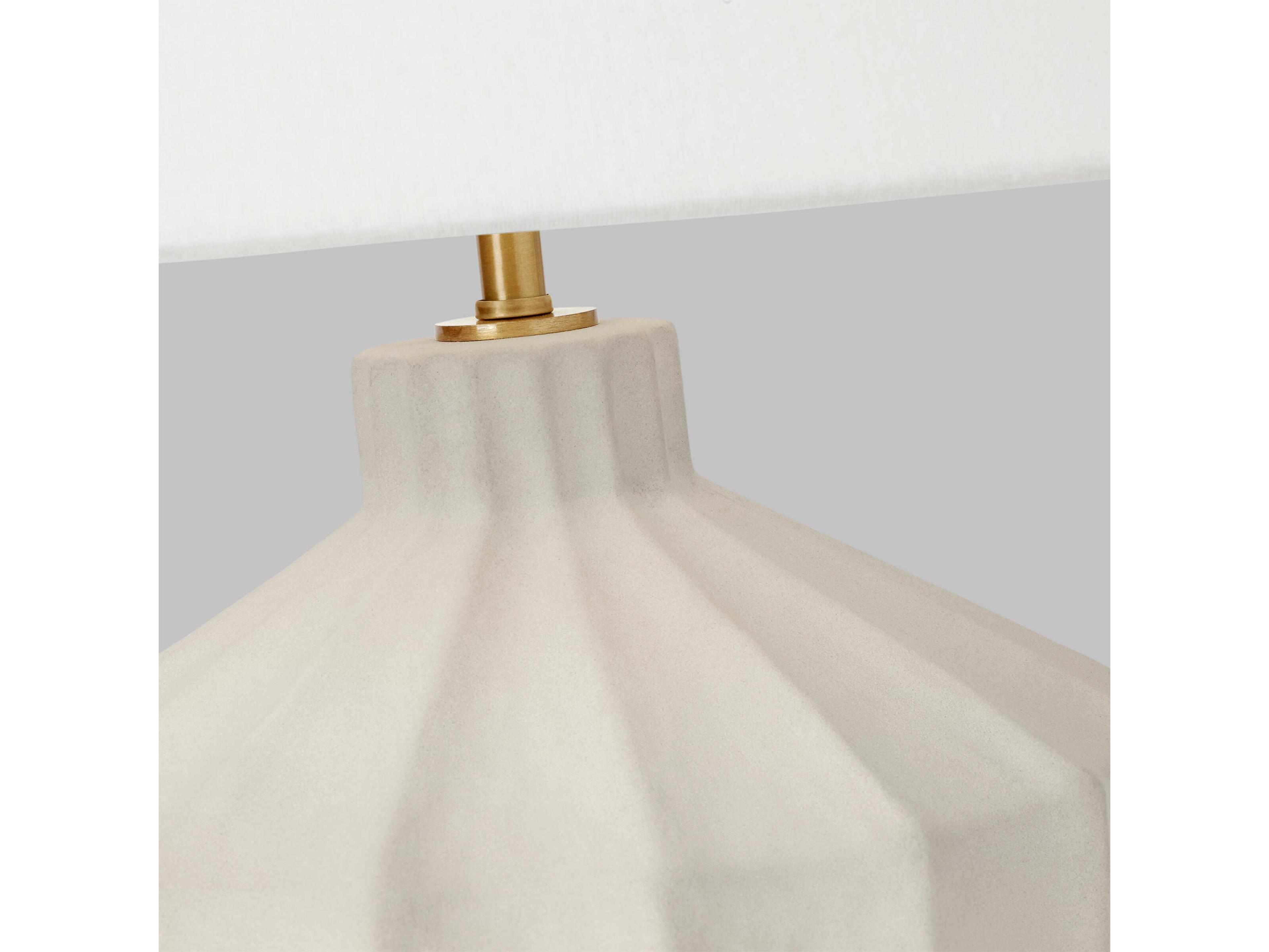 Visual Comfort Studio Veneto Matte Concrete White Linen Fabric Table Lamp