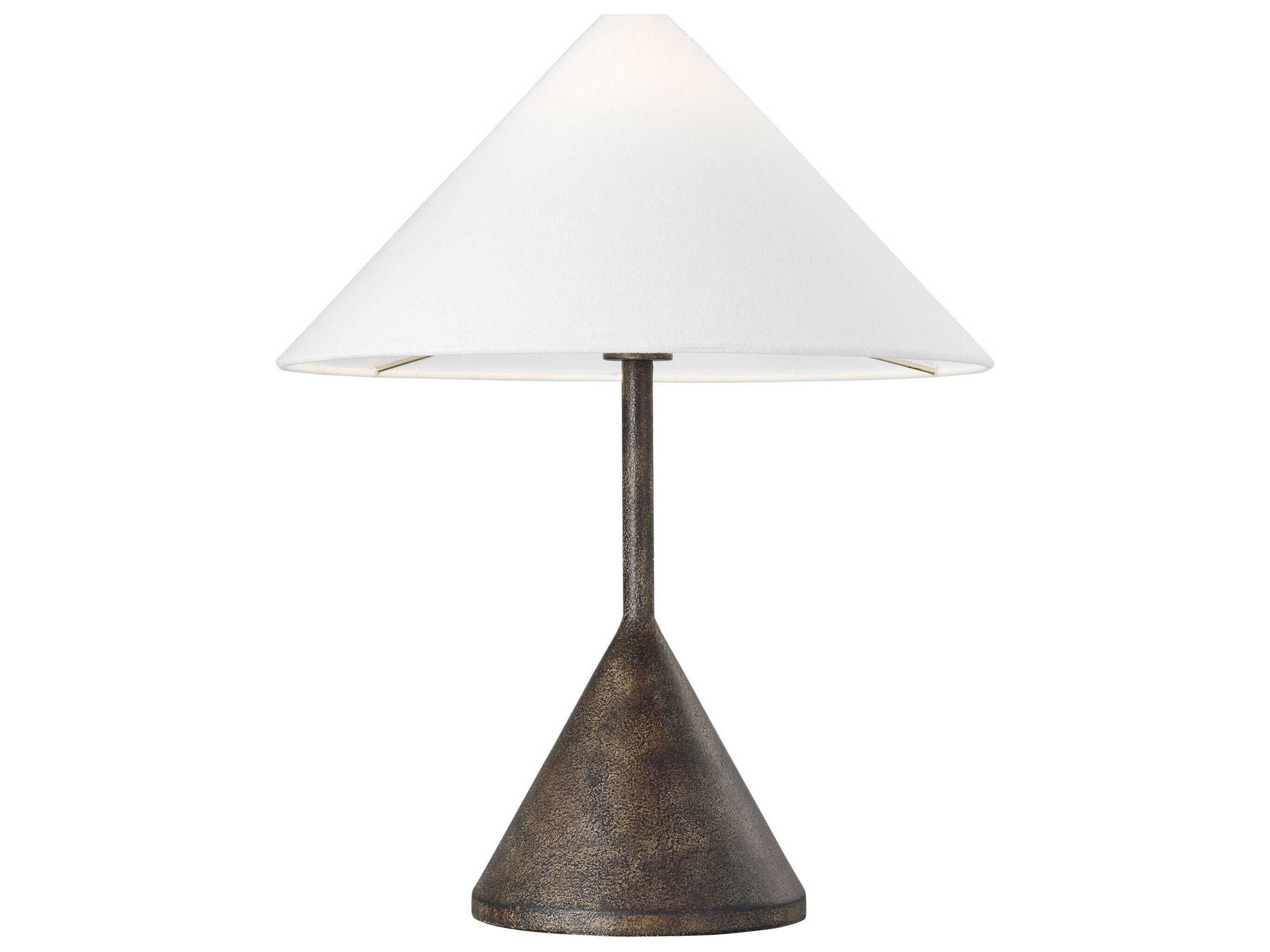 Brachion Rustic Bronze White Linen Fabric Table Lamp