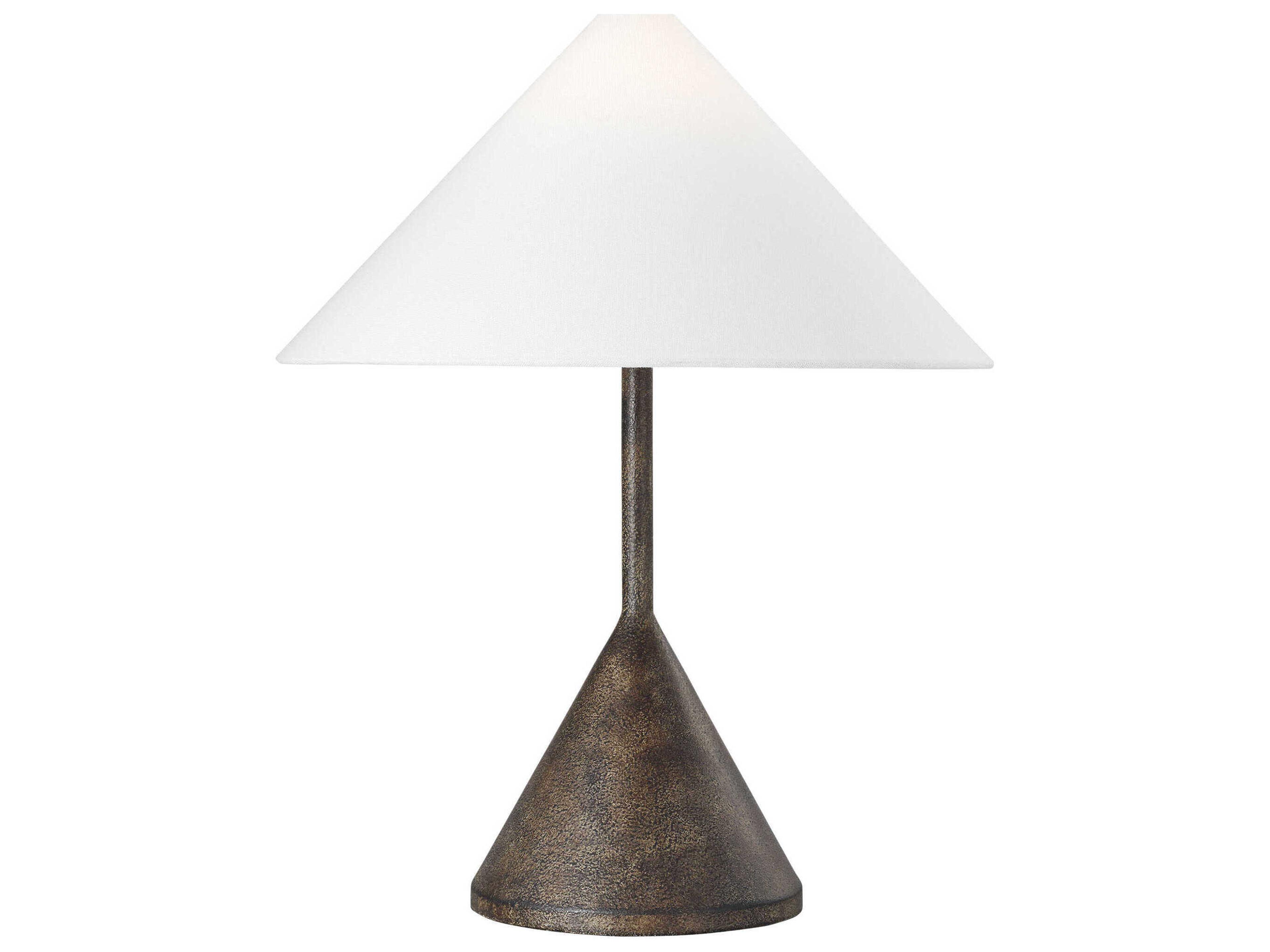 Visual Comfort Studio Brachion Rustic Bronze White Linen Fabric Table Lamp