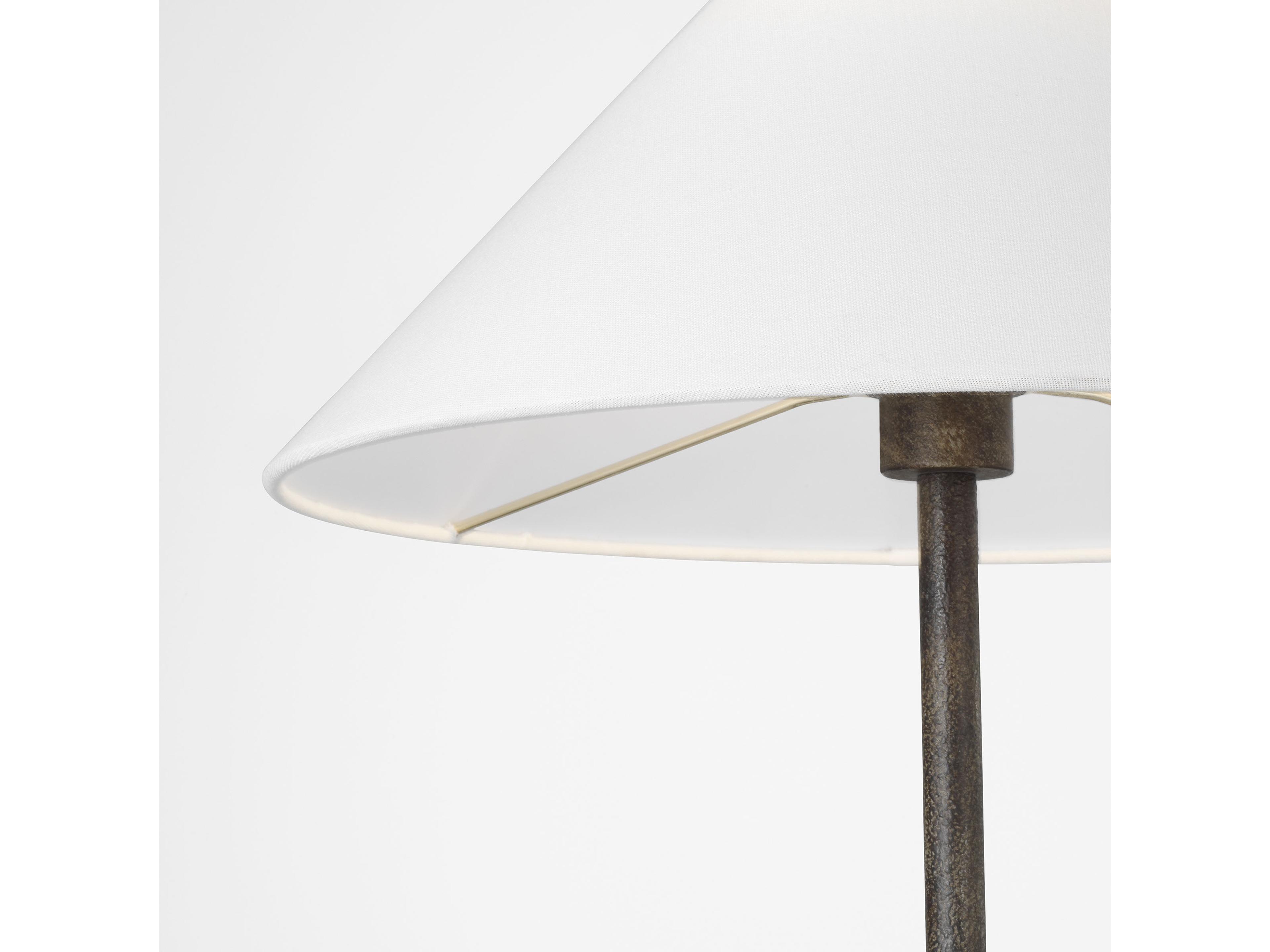 Visual Comfort Studio Brachion Rustic Bronze White Linen Fabric Table Lamp